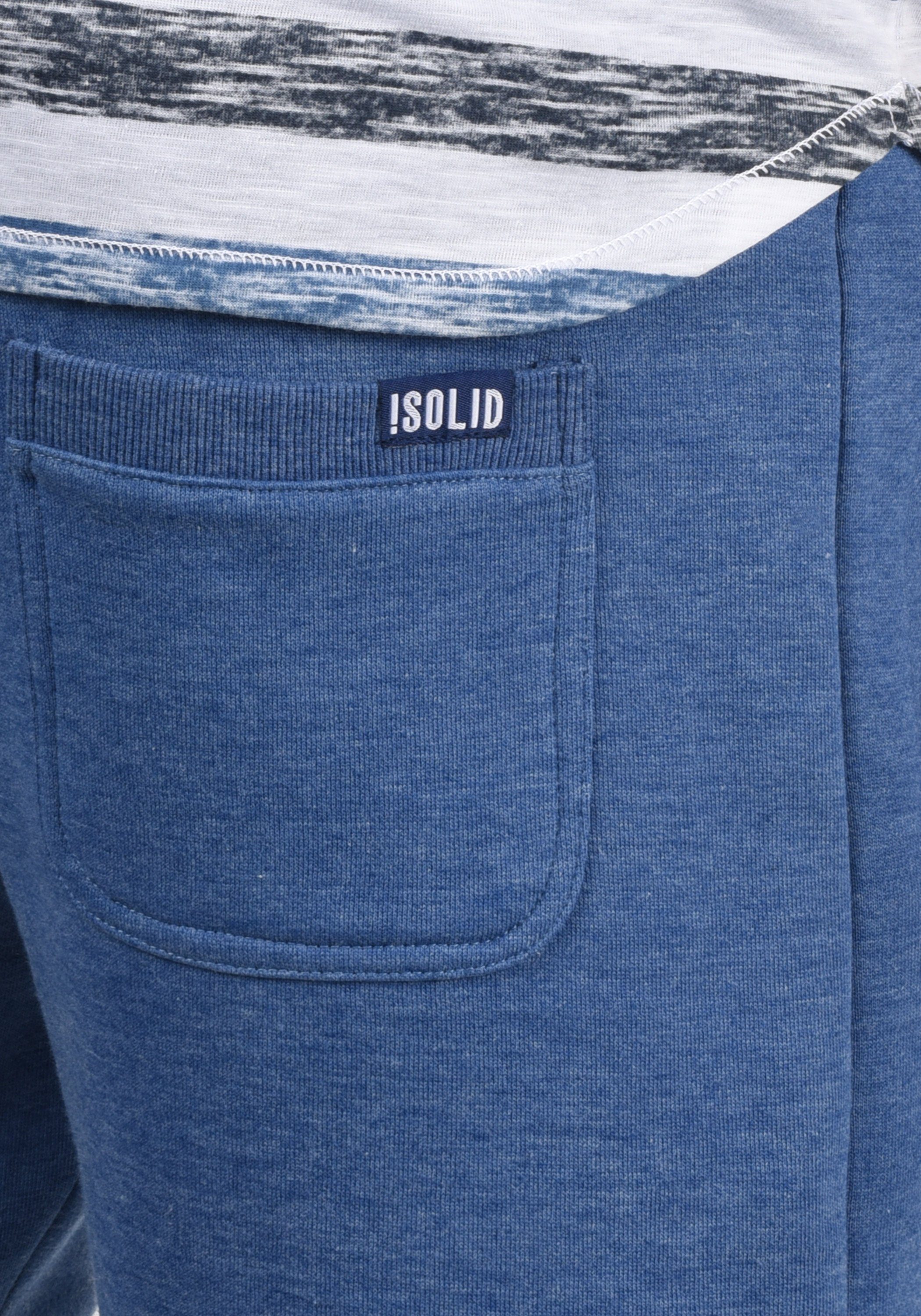 SDBennShorts breiten Sweatshorts mit Blue (1542M) Melange !Solid Kontrastkordeln Hose Faded kurze