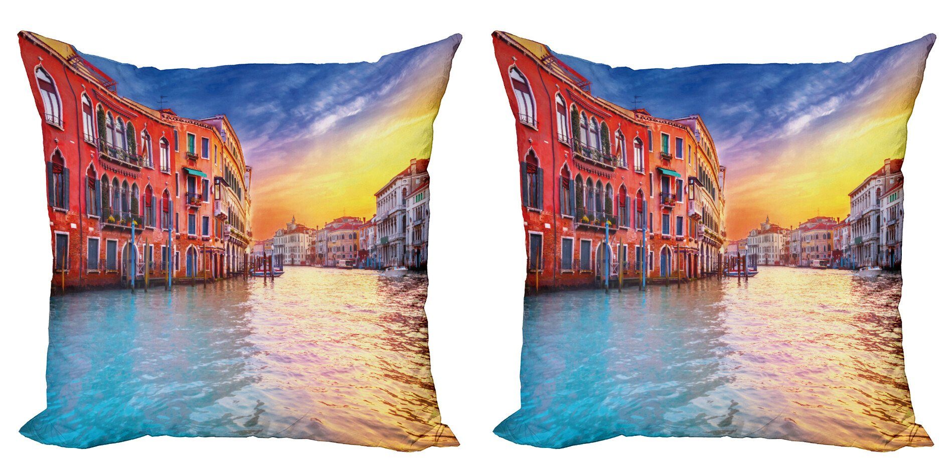 Kissenbezüge Modern Accent Doppelseitiger Digitaldruck, Abakuhaus (2 Stück), Italienisch Venedig-Kanal