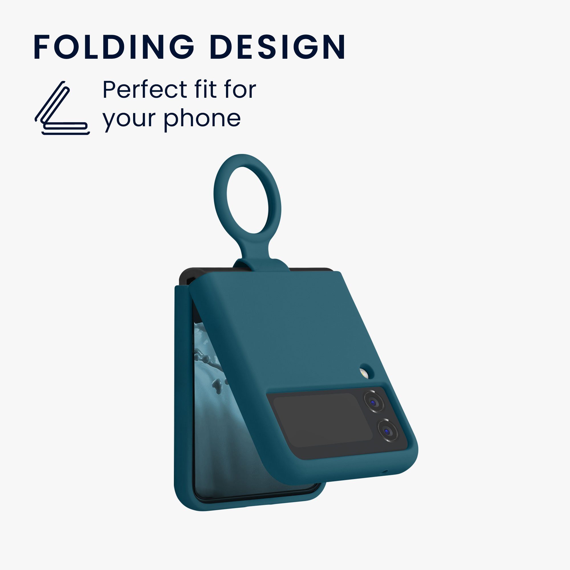 kwmobile Handyhülle Flip Soft Case für Samsung Galaxy Z Flip4, Silikon Hülle für Foldable Handy - Handyhülle in Petrol matt