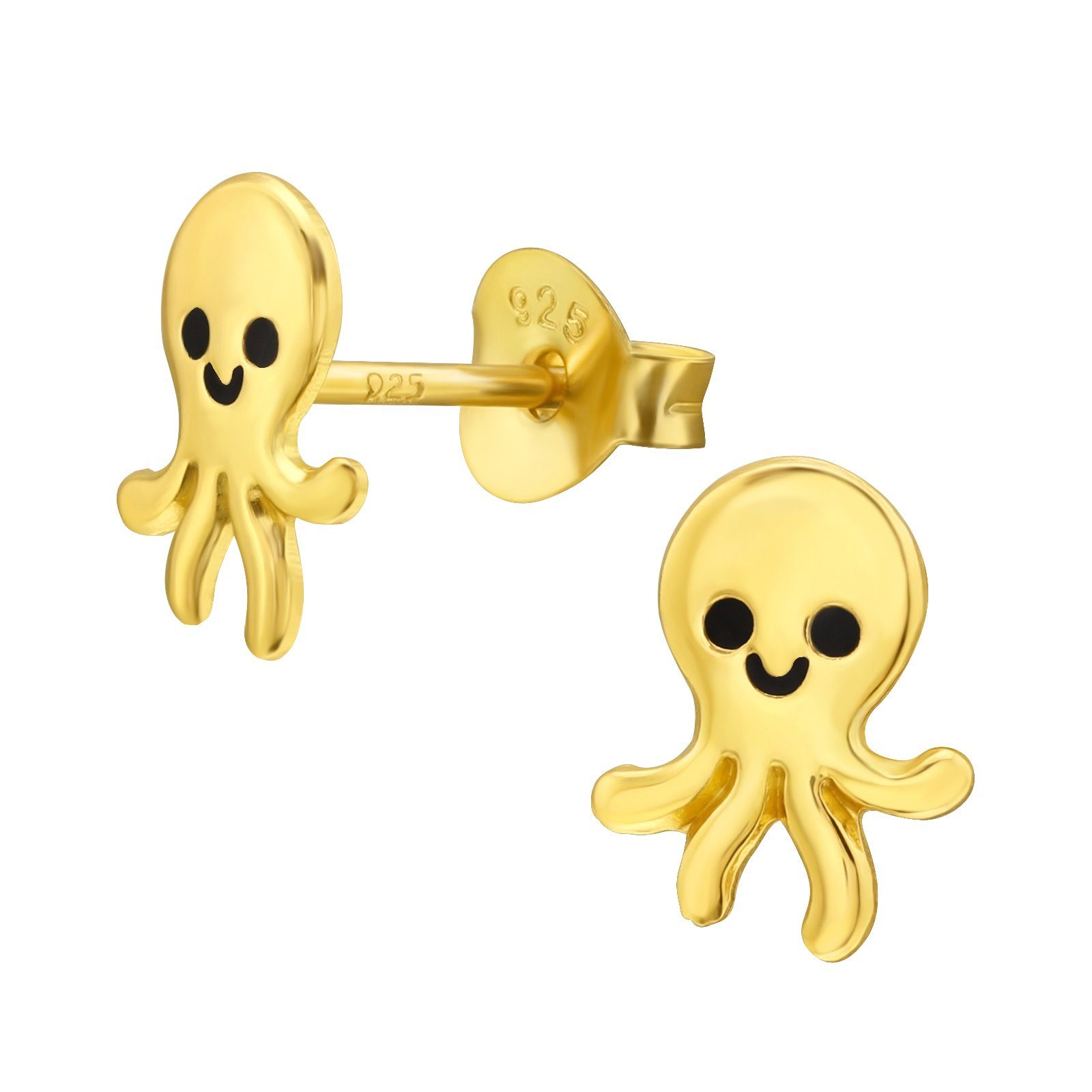 Silber 925 YORK in Ohrstecker OKTOPUS 2-tlg., Sterling Paar Gold, ALEXANDER