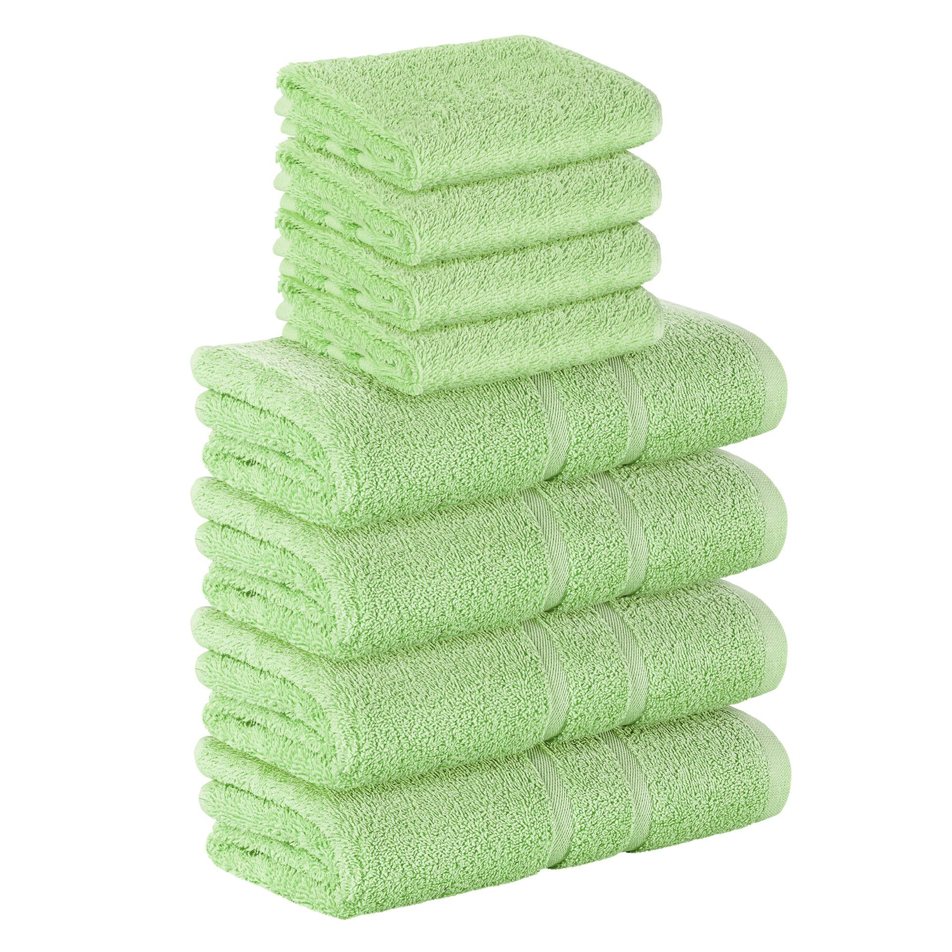 StickandShine Handtuch Set 4x Gästehandtuch 4x Handtücher als SET in verschiedenen Farben (8 Teilig) 100% Baumwolle 500 GSM Frottee 8er Handtuch Pack, 100% Baumwolle 500 GSM Hellgrün