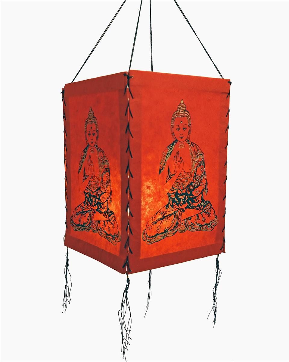 Hathi Lampenschirm Buddha, rot, LOKTA Papier, Papierlampe Hängelampe Nepal