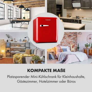 Klarstein Table Top Kühlschrank HEA13-Audrey-rot 10035311A, 50 cm hoch, 44 cm breit, Hausbar Minikühlschrank mit Gefrierfach Getränkekühlschrank klein