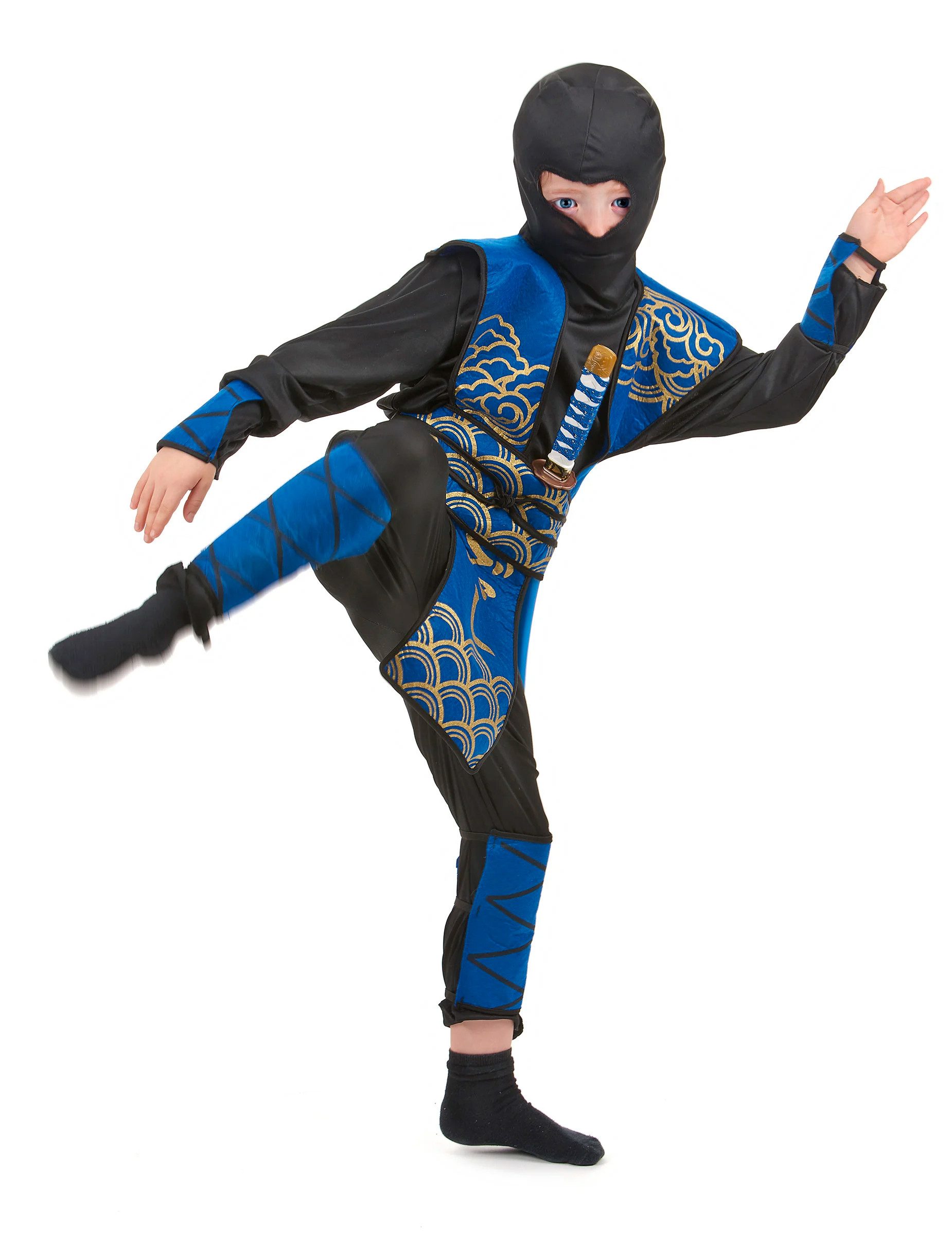 JADEO Kostüm Gefährlicher Ninja Kinderkostüm Krieger schwarz-blau