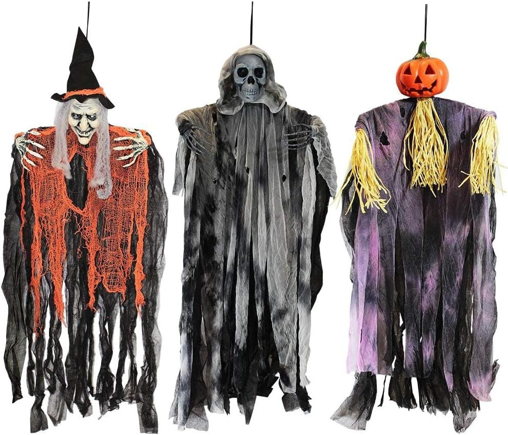 JOYIN Hängedekoration JOYIN 3 Stück Halloween Hängegeist Deko 90 cm mit LED