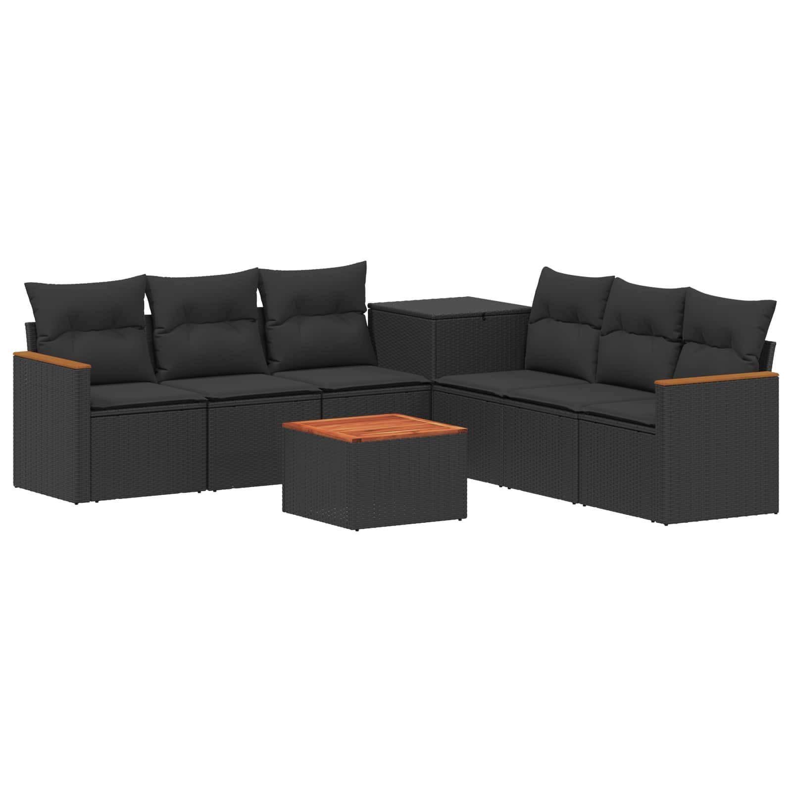 vidaXL Gartensofa Sofa Set 8 stk. Schwarz Polyrattan und Stahl, 8 Teile