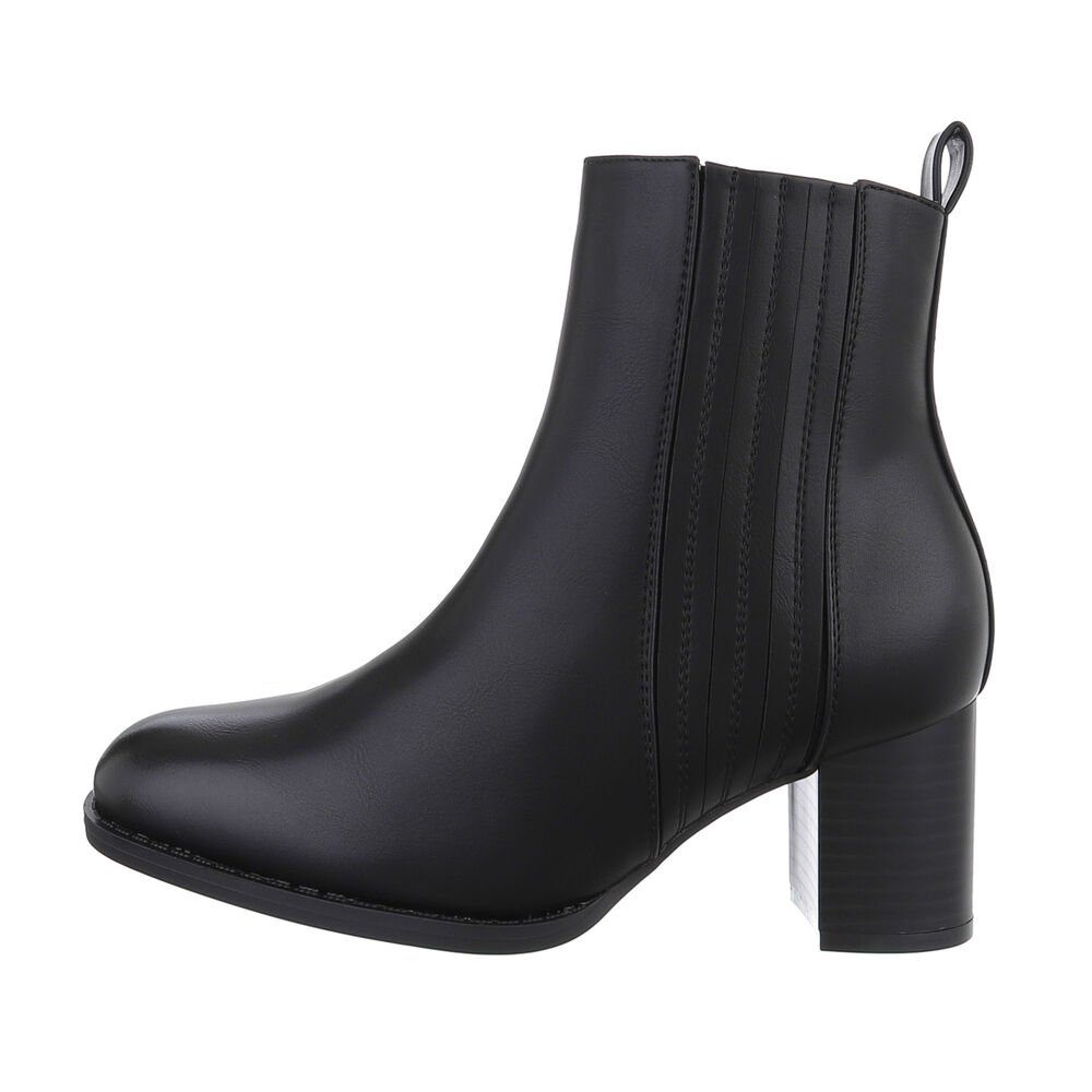 Ital-Design Damen Elegant Stiefelette (84989738) Blockabsatz Klassische Stiefeletten in Schwarz