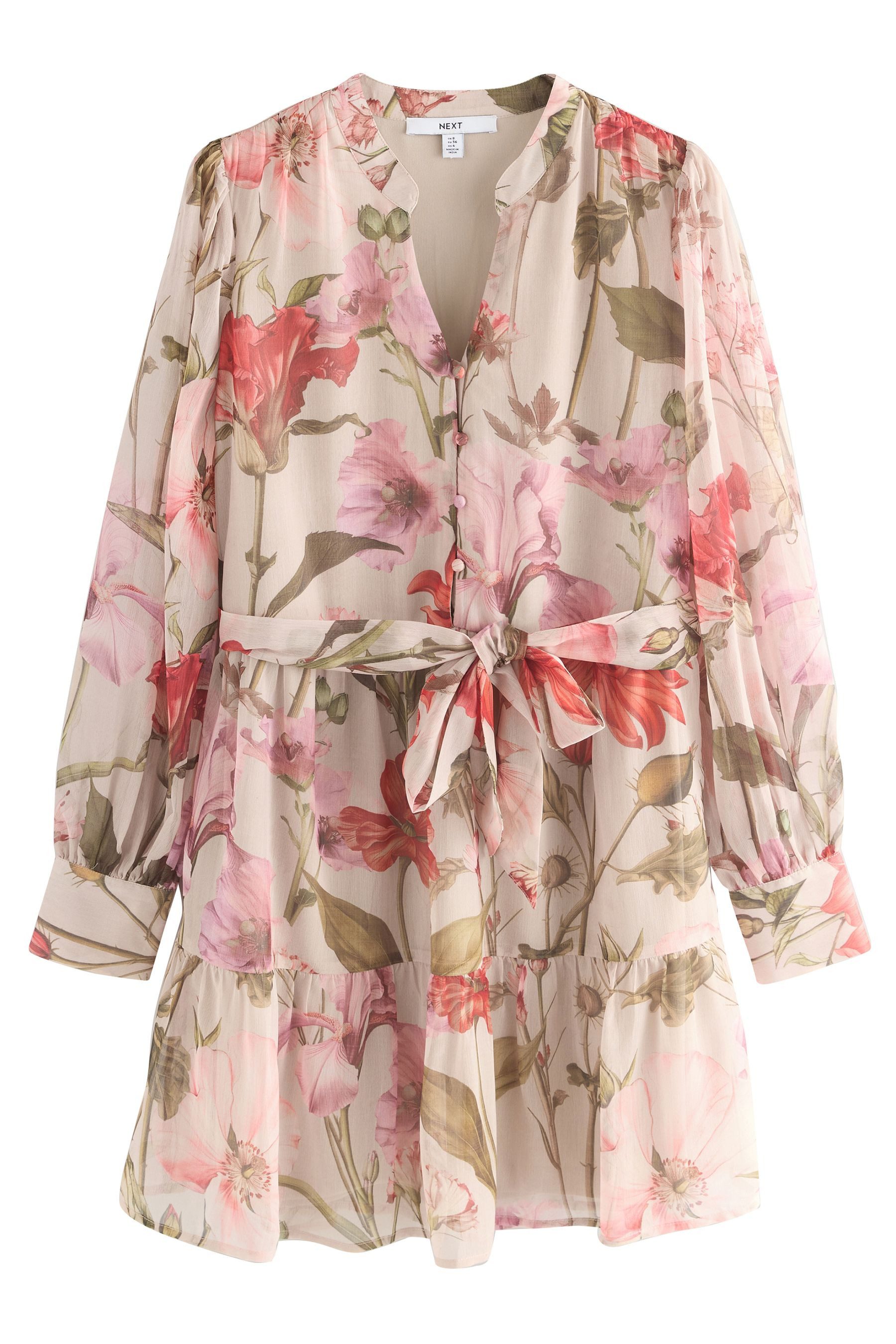 Next Minikleid Langärmeliges Minikleid mit Bindedetail (1-tlg) günstig online kaufen