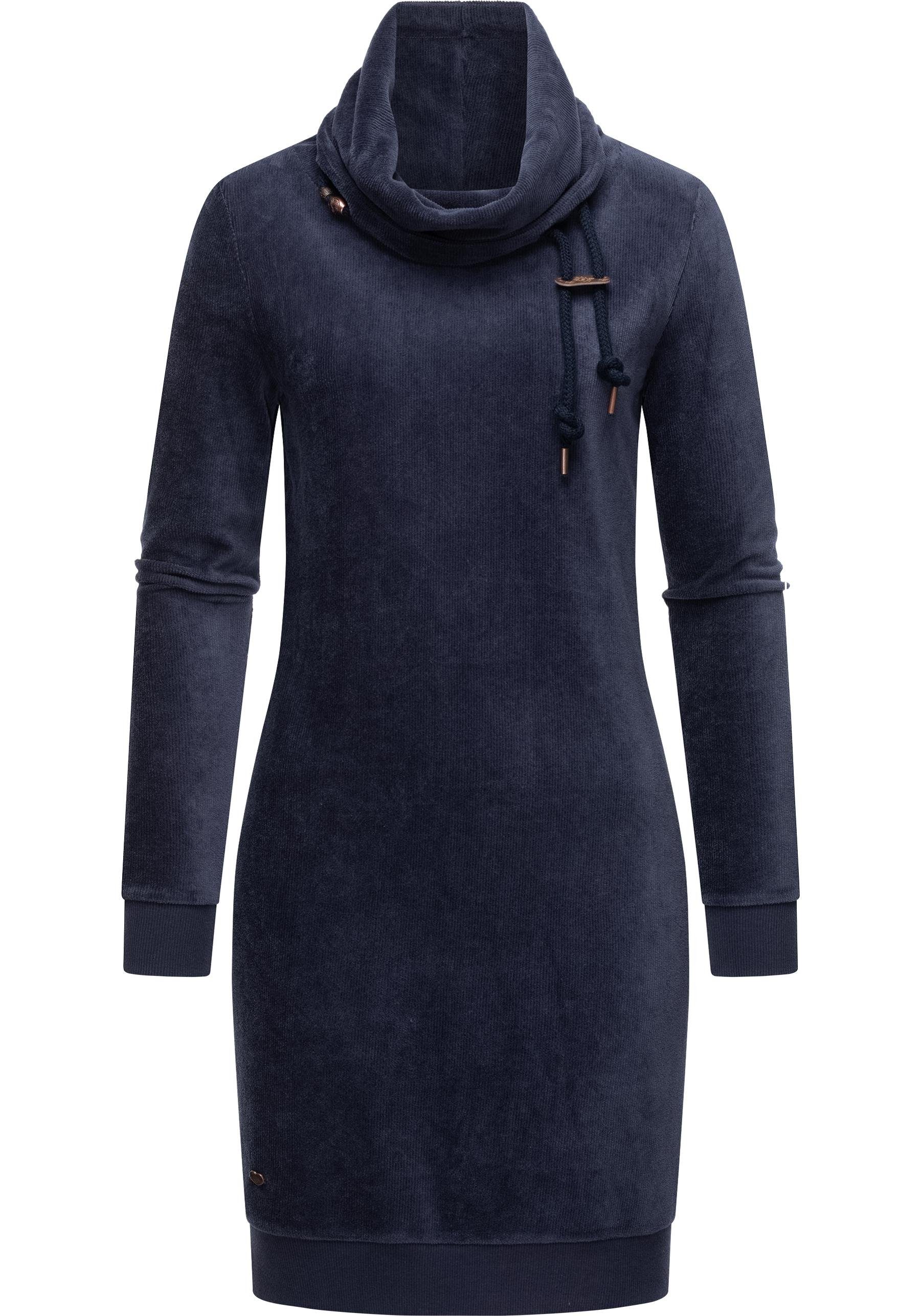 ist nur für eine besondere Velvet Samtoptik Sweatkleid stylisches Ragwear in Chloe navy Langarmkleid