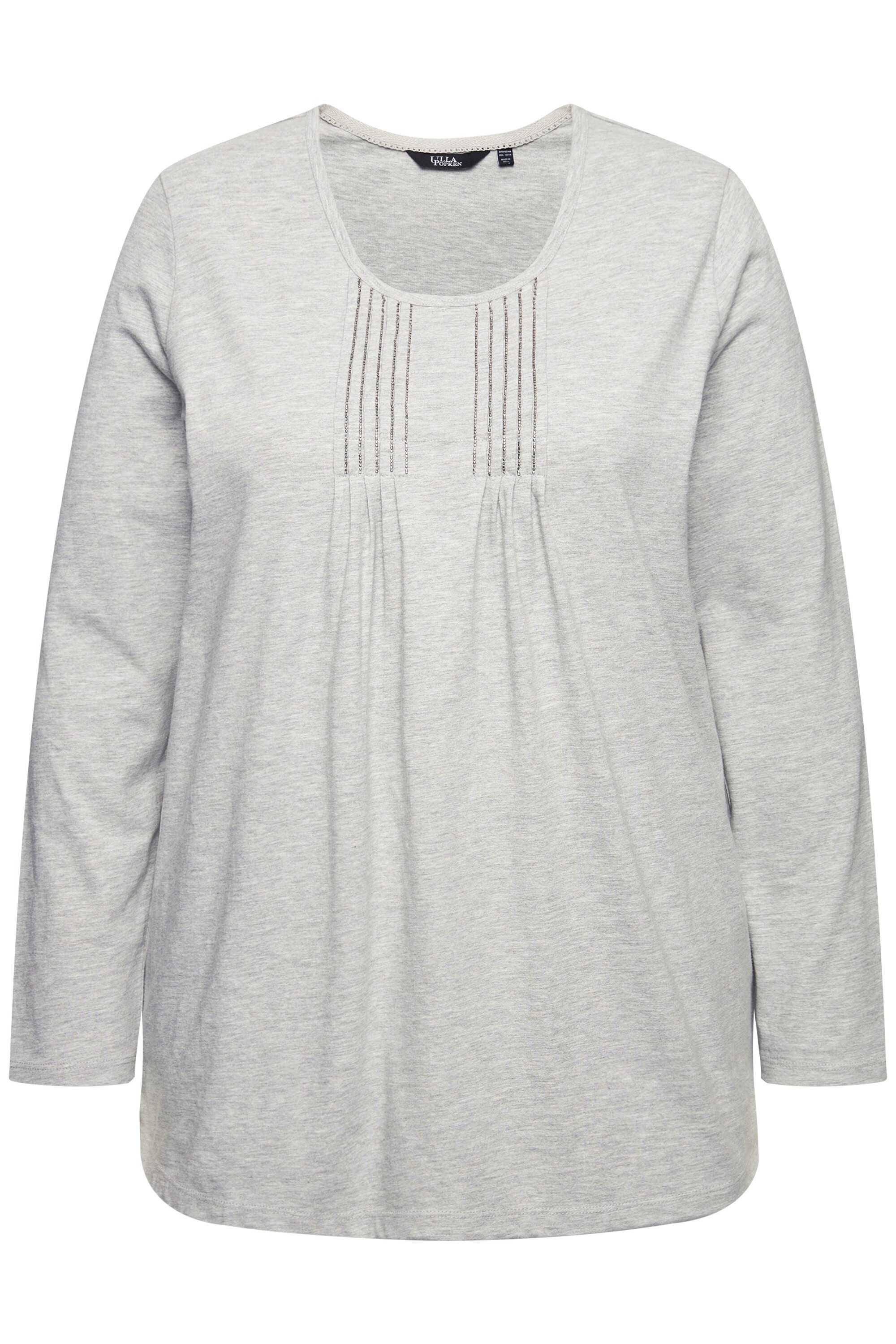 Ulla Popken T-Shirt Shirt Falten Perlen A-Linie Langarm günstig online kaufen