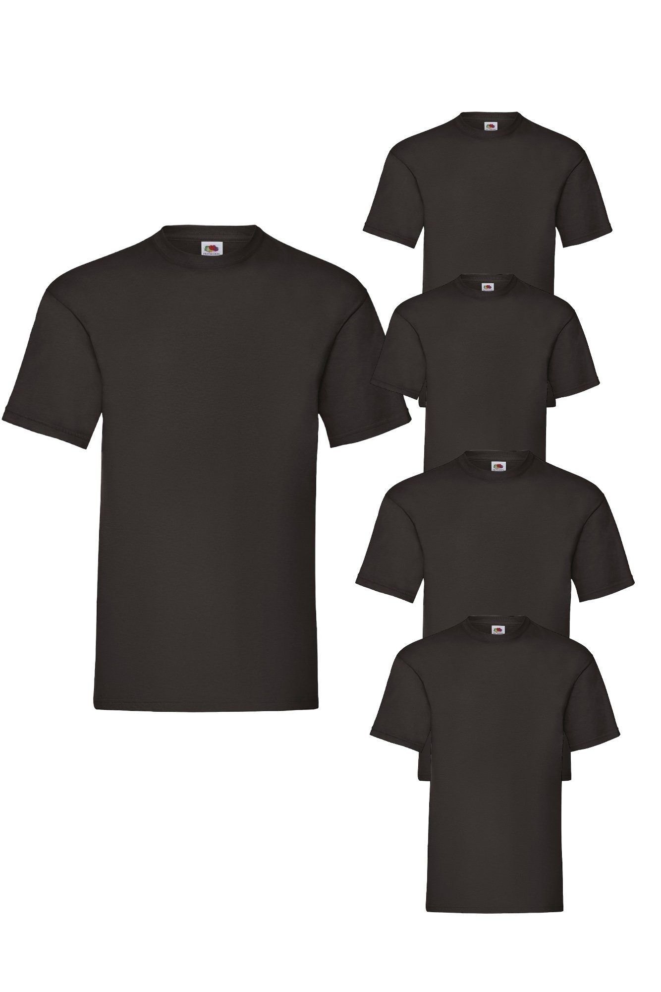 Fruit of the Loom Rundhalsshirt Fruit of the Loom Rundhalsausschnitt T-Shirt 5er Pack Schwarz