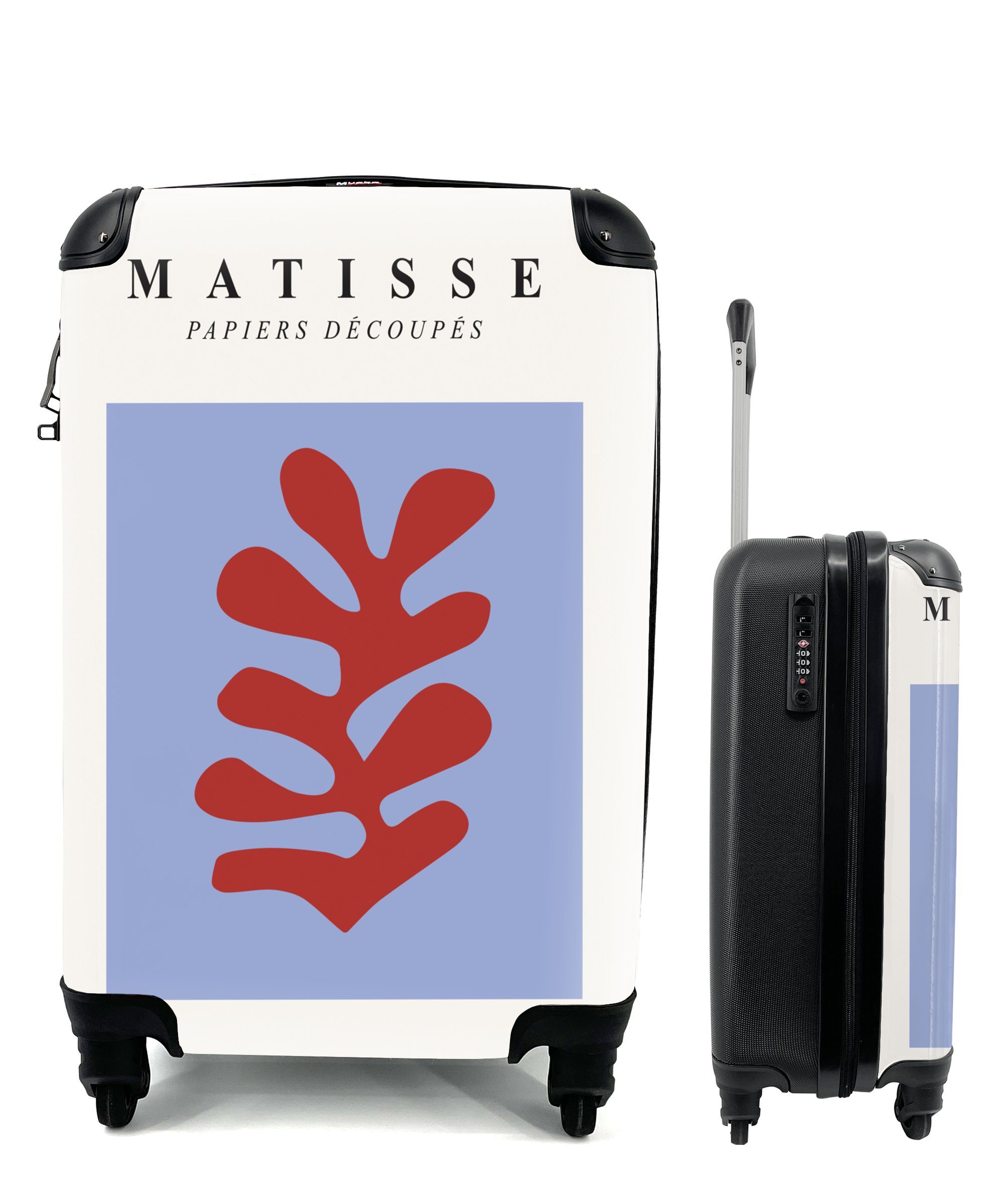 MuchoWow Handgepäckkoffer Matisse - Blatt - Rot - Blau - Abstrakt, 4 Rollen, Reisetasche mit rollen, Handgepäck für Ferien, Trolley, Reisekoffer