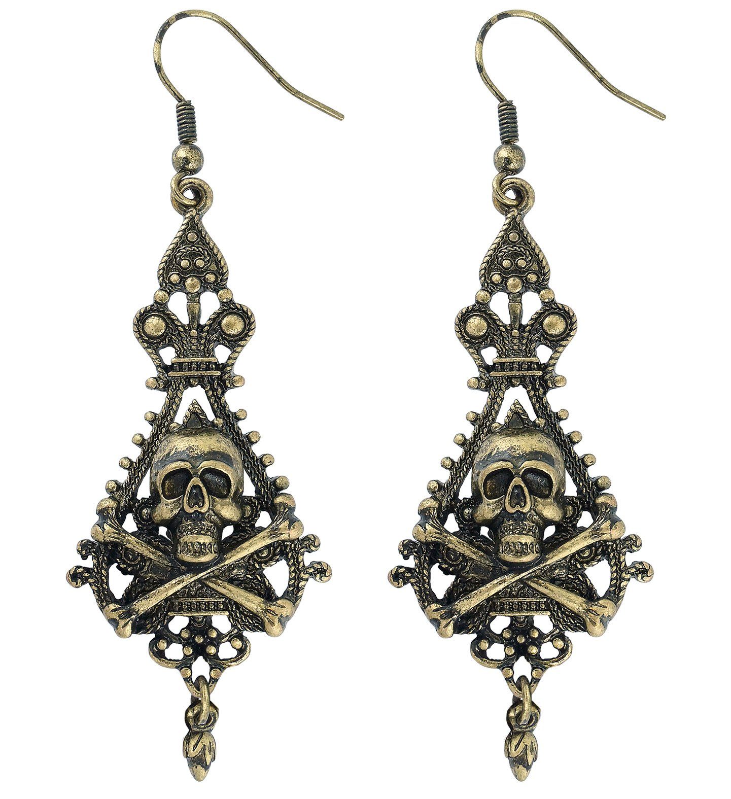 Widmann S.r.l. Kostüm Piraten Ohrringe mit Totenkopf, Gold - Schmuck