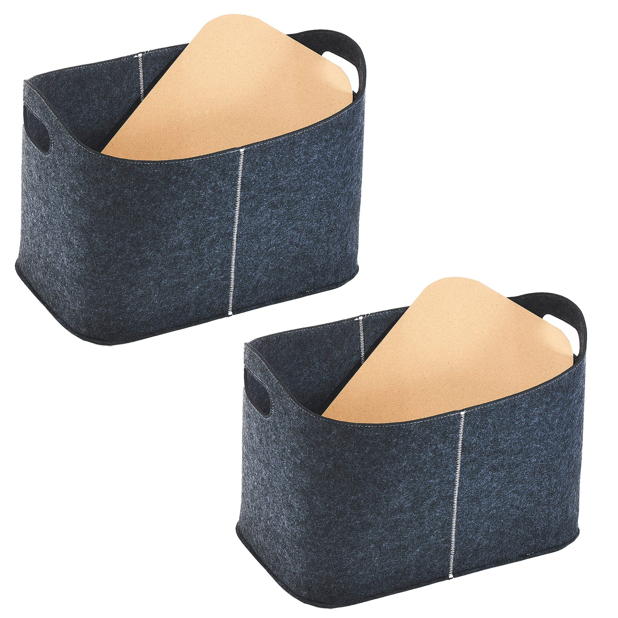 Kobolo Kaminholzkorb Aufbewahrungskörbe 2er Set mit Grifflöchern - Filz (oh günstig online kaufen