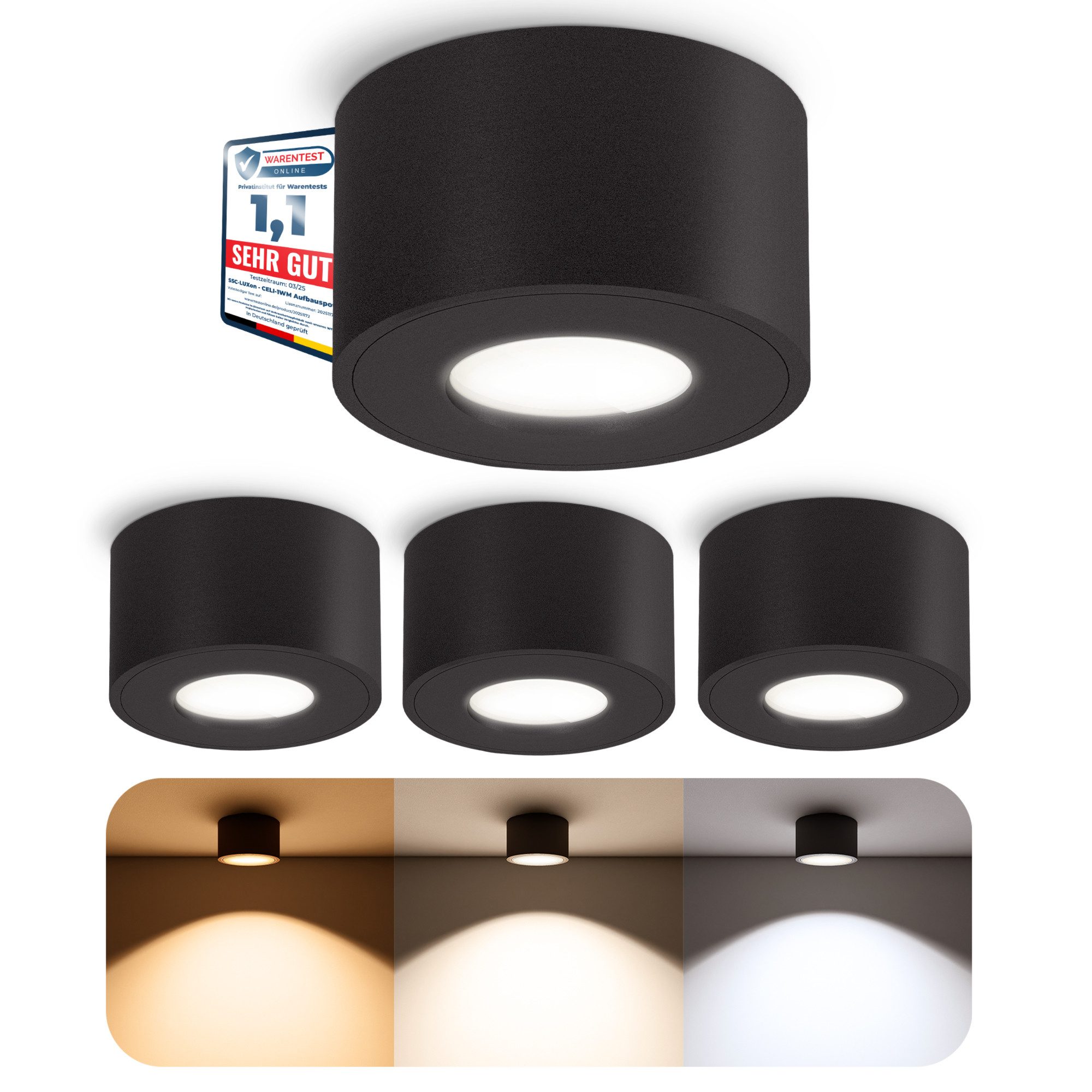 SSC-LUXon LED Außen-Deckenleuchte CELI-1 LED Aufputzspot IP44 6W dimmbar 3C günstig online kaufen