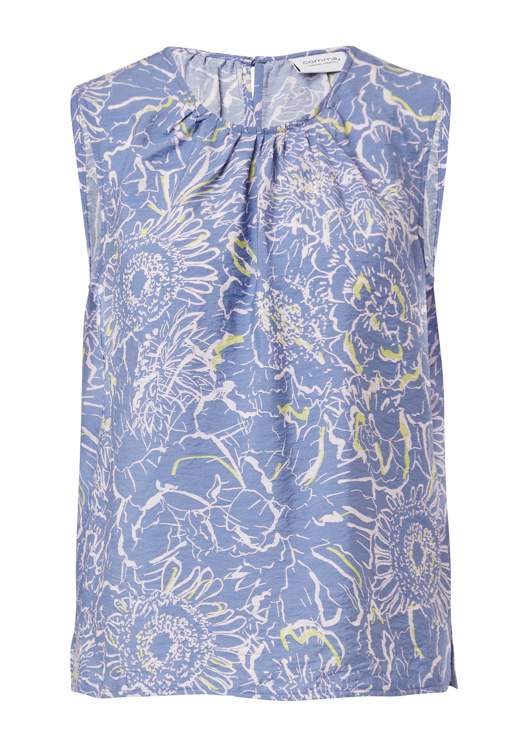 comma Blusentop Bluse Strukturiertes Blusentop mit Raffung