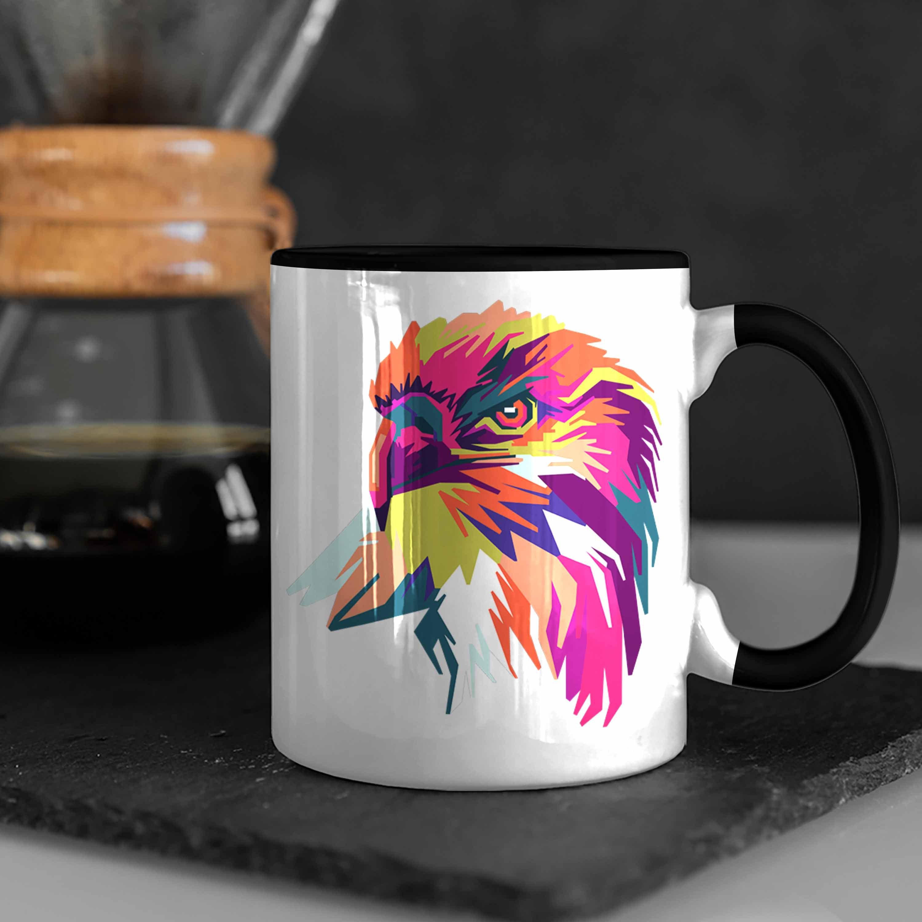 Kaffeetasse Trendation Tasse - Adler-Fans Tasse Schwarz Trendation Adler Polygon Geschenk
