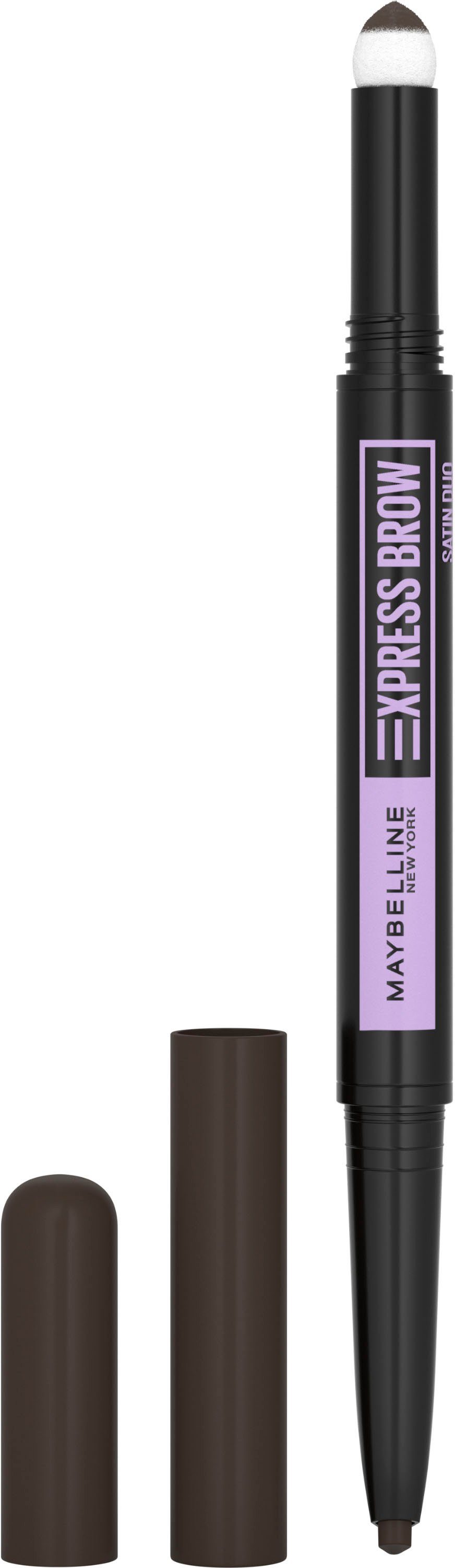 MAYBELLINE NEW YORK Augen-Make-Up, 05 Augenbrauen-Stift Duo, York Express Satin Brow Black Duo-Applikator Maybelline Brown New