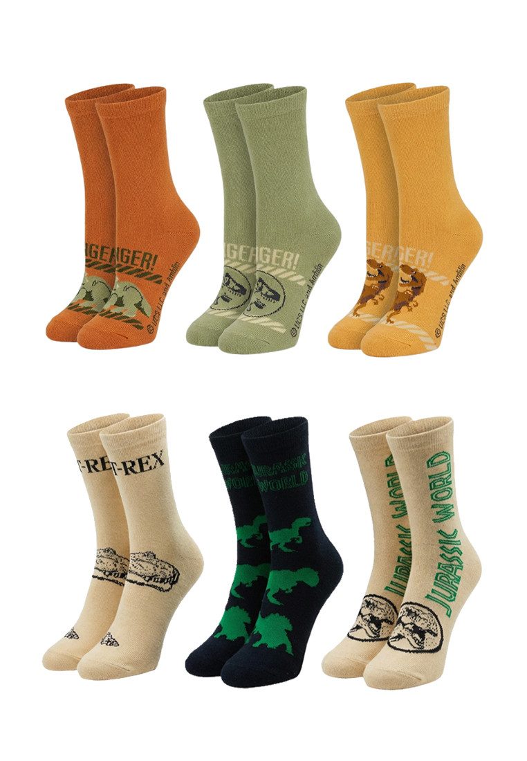 ONOMATO! Socken Jurassic World Kinder Socken 6er Pack (6-Paar)