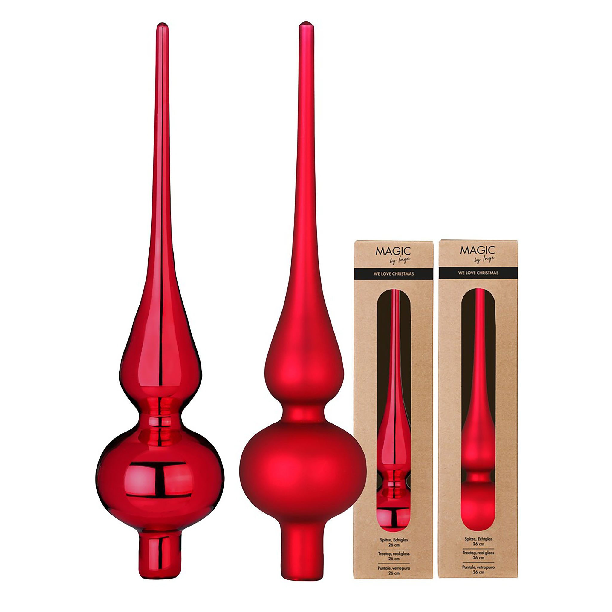 MAGIC by Inge Christbaumspitze, Christbaumspitze Glas 26cm 1 Stück matt / glänzend sort. - Ochsenblut