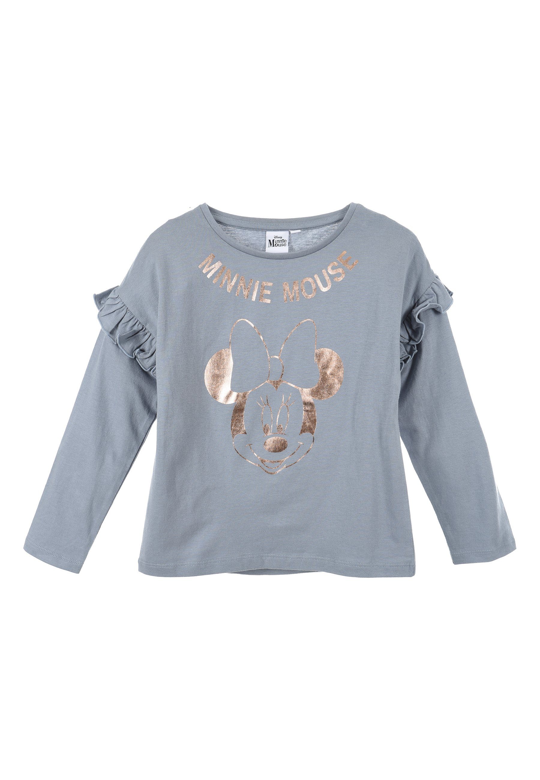 Minnie Langarmshirt Disney Oberteil Maus Longsleeve Mädchen Mini Langarm-Shirt Mouse