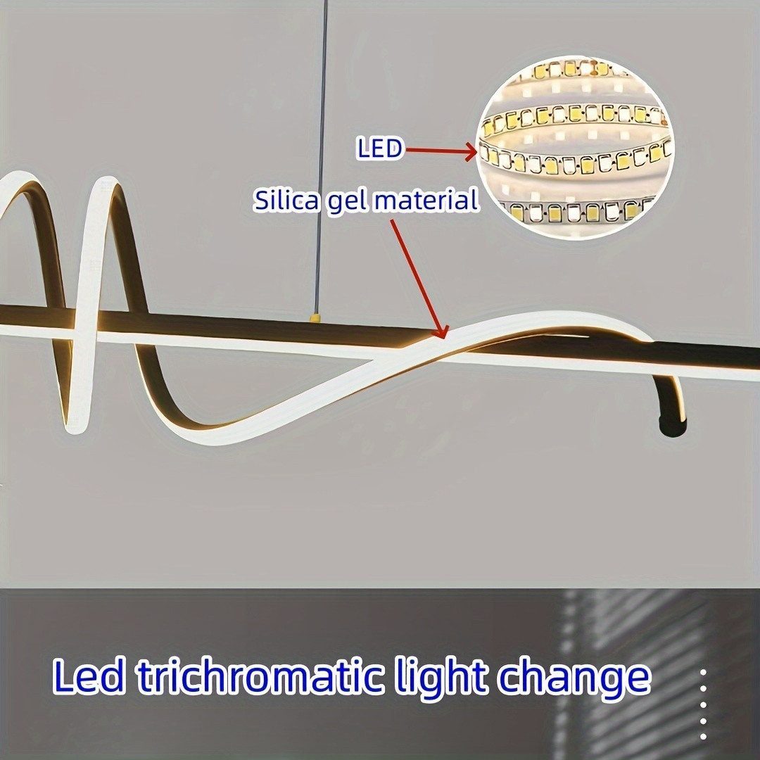 JDONG LED Pendelleuchte 90CM Modernes Spirale Design Hängelampe Schwarz 54W, LED fest integriert, 3000-6500K Farbtemperatur Höhenverstellbar Kronleuchter Dimmba – Bild 3 von 5