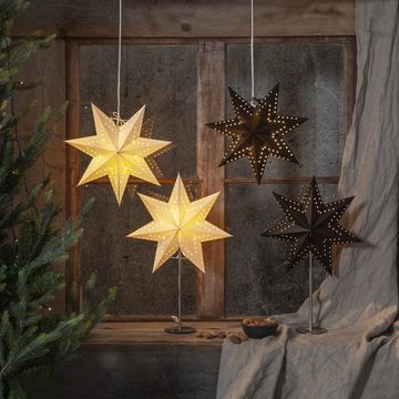 MARELIDA LED Stern Papierstern Weihnachtsstern stehend 7-zackig 34cm E14 mit Kabel weiß