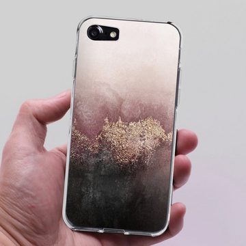 DeinDesign Handyhülle Glitzer Look Staub Elisabeth Fredriksson Pink Sky Dust Gold Print, Apple iPhone 7 Silikon Hülle Bumper Case Handy Schutzhülle