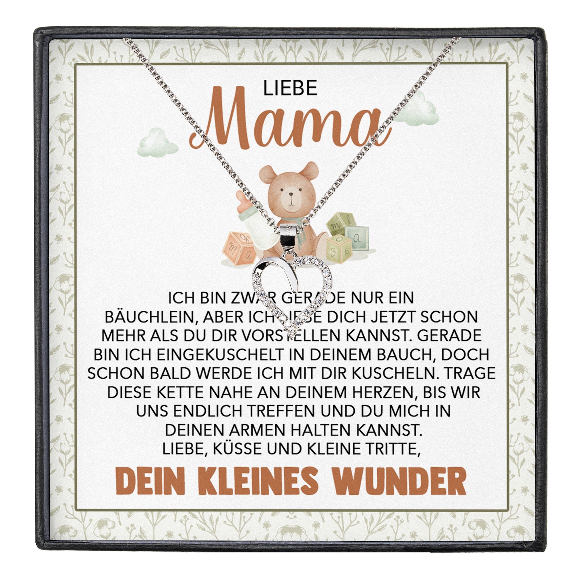 22Feels Schmuckset Schwangerschaft Geschenk Liebe Mama Mom To Be Babyparty Babyshower (inkl. Geschenktasche, Karte, Poliertuch, Beutel), Silber 925/000, Karte Made In Germany