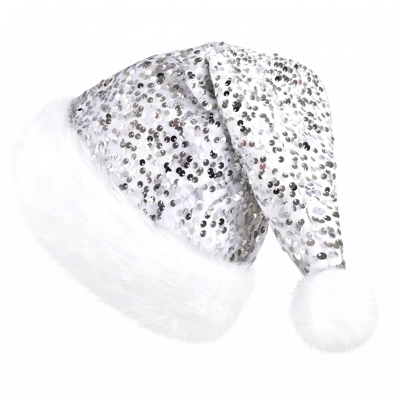 LuxusKollektion Bommelmütze Weihnachtsmütze Erwachsene Nikolausmütze mit Glitzer (1-St)