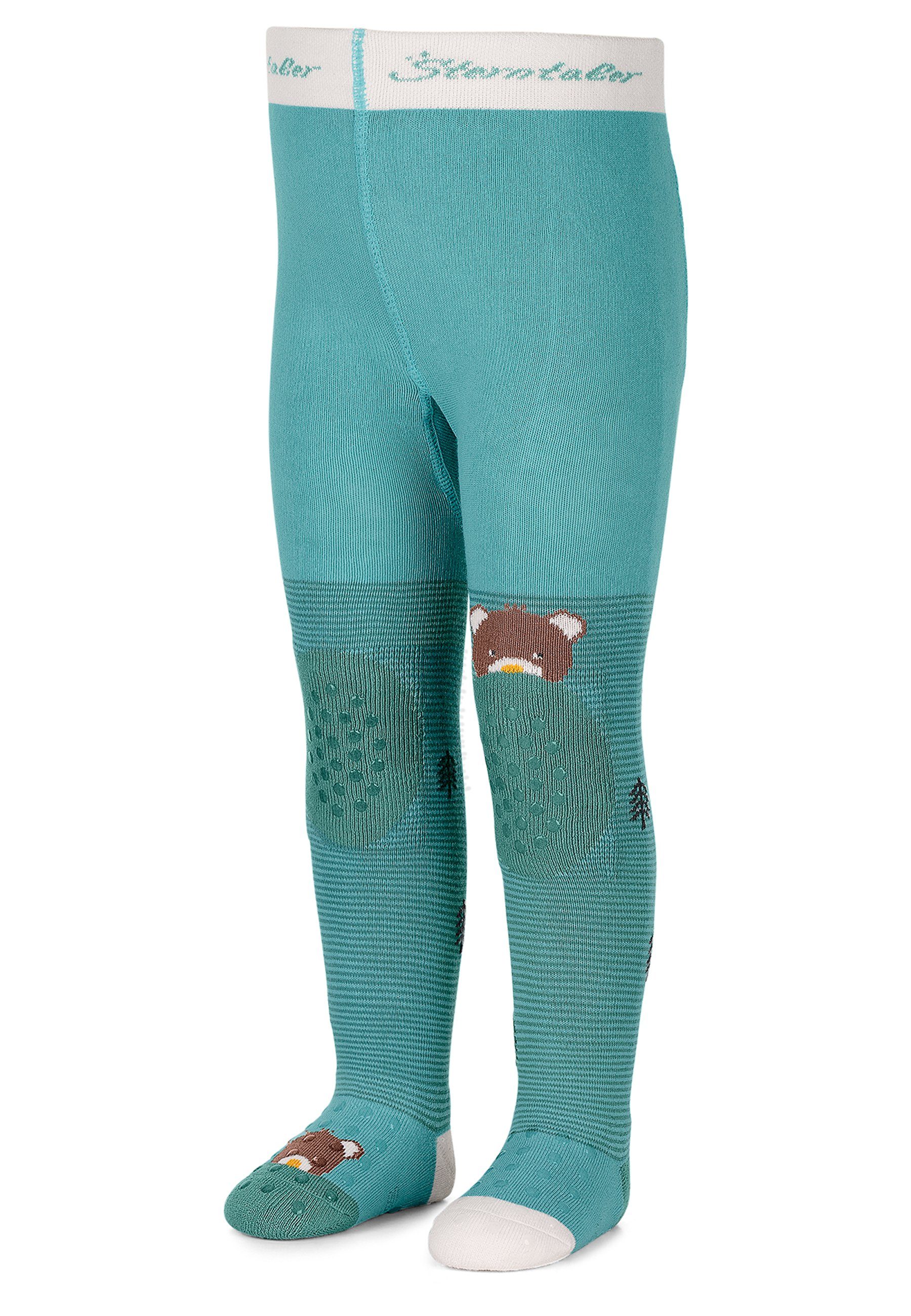 Sterntaler® Strumpfhose Krabbelstrumpfhose Ben (1 St) Strumpfhose mit Wald- und Bär-Motiv, ABS-Noppen & Frottee-Polsterung