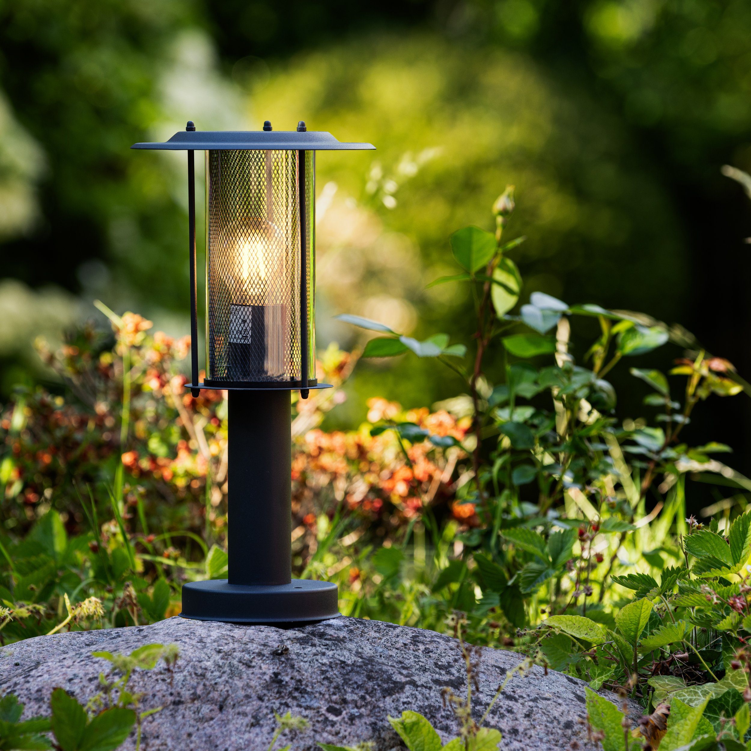 Außen-Stehlampe, 20cm, Lightbox Außen ohne E27, Sockellampe, Leuchtmittel, Ø 40cm Metall/Kunststoff 20W, max. Höhe,