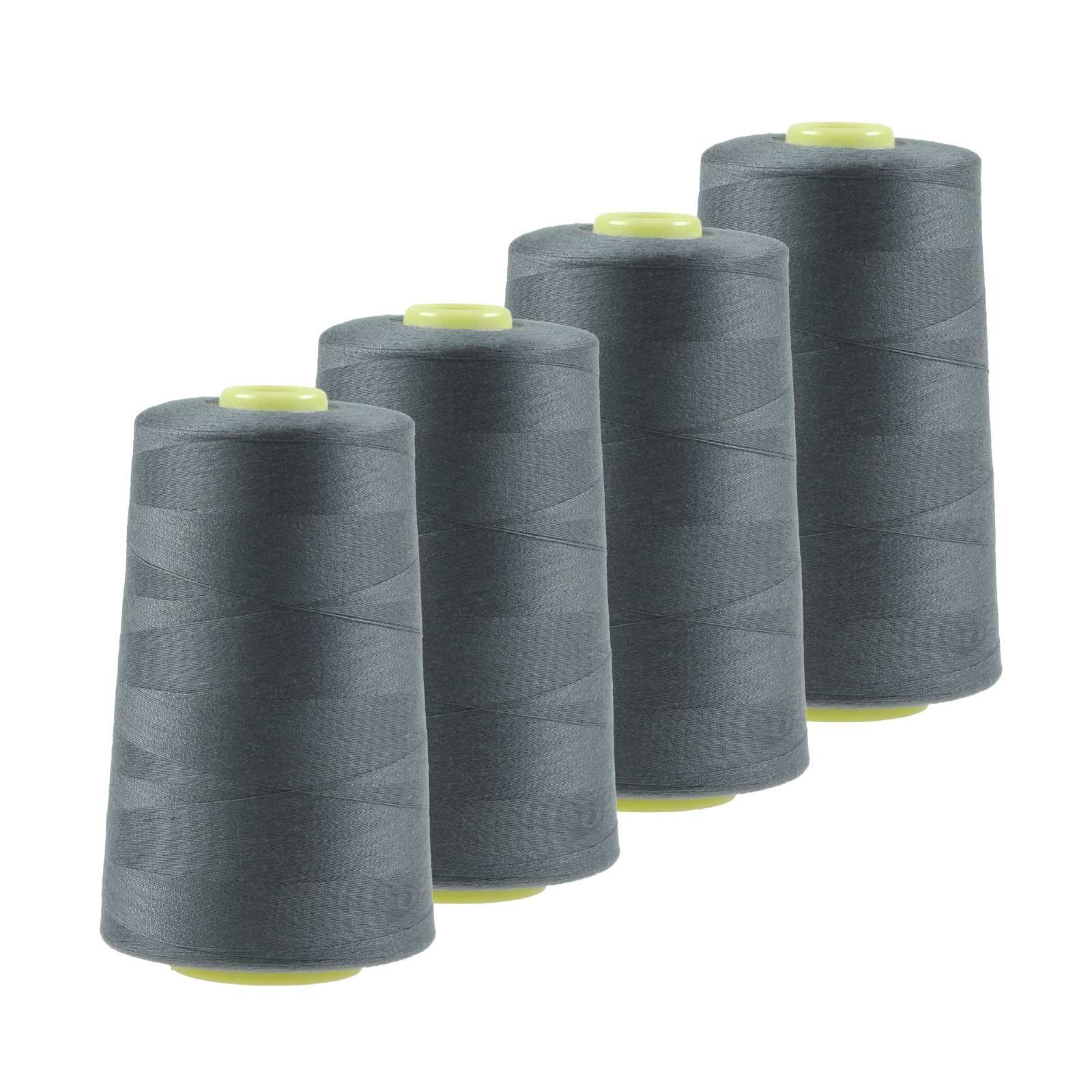 maDDma 4 x 4572m Qualitäts Overlockgarn Nähgarn Polyester Overlockgarn, 4 m, A742 staubgrau