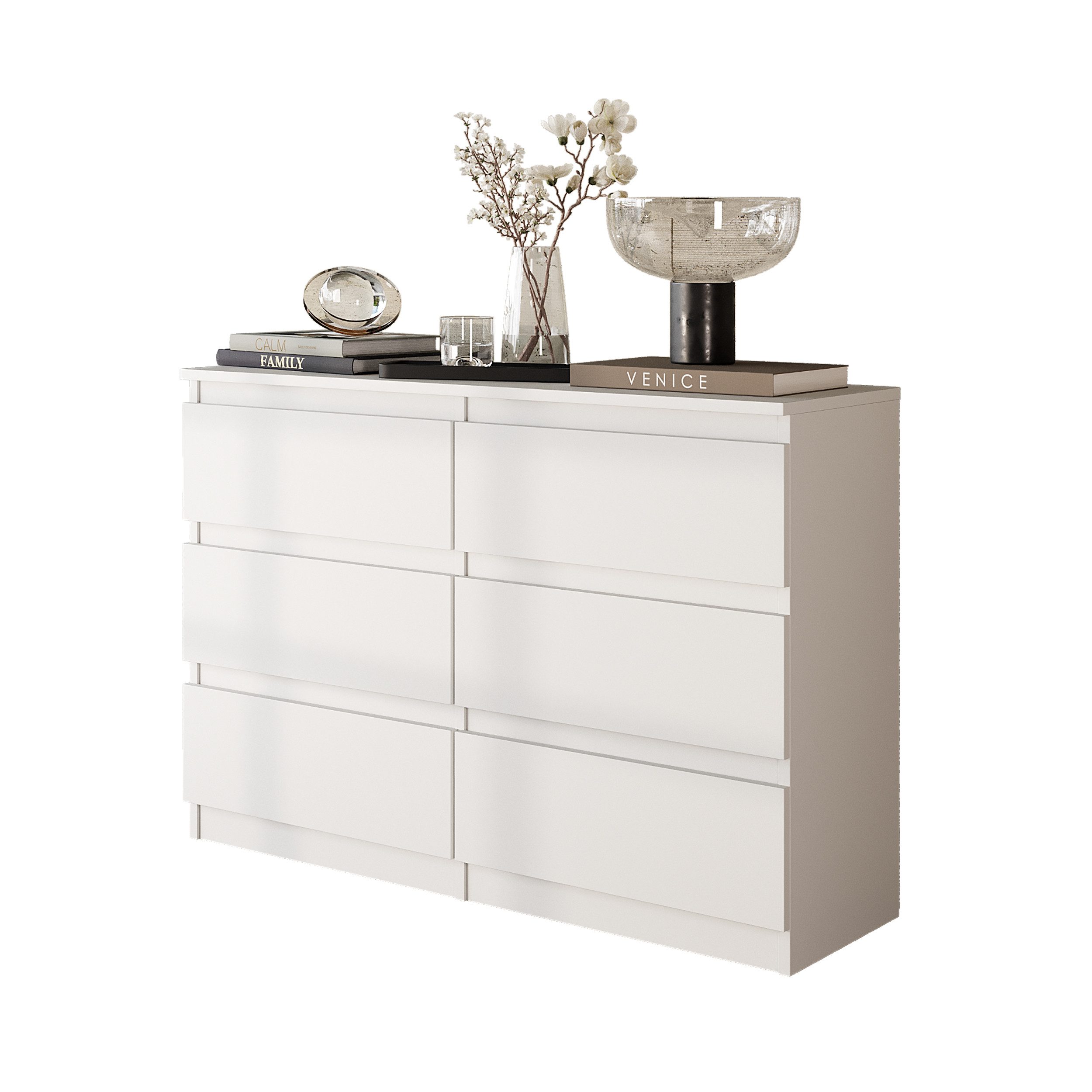 Furnica Kommode 6 Schubladen, Sideboard, Schubladenschrank Breite 100cm Höhe 71cm