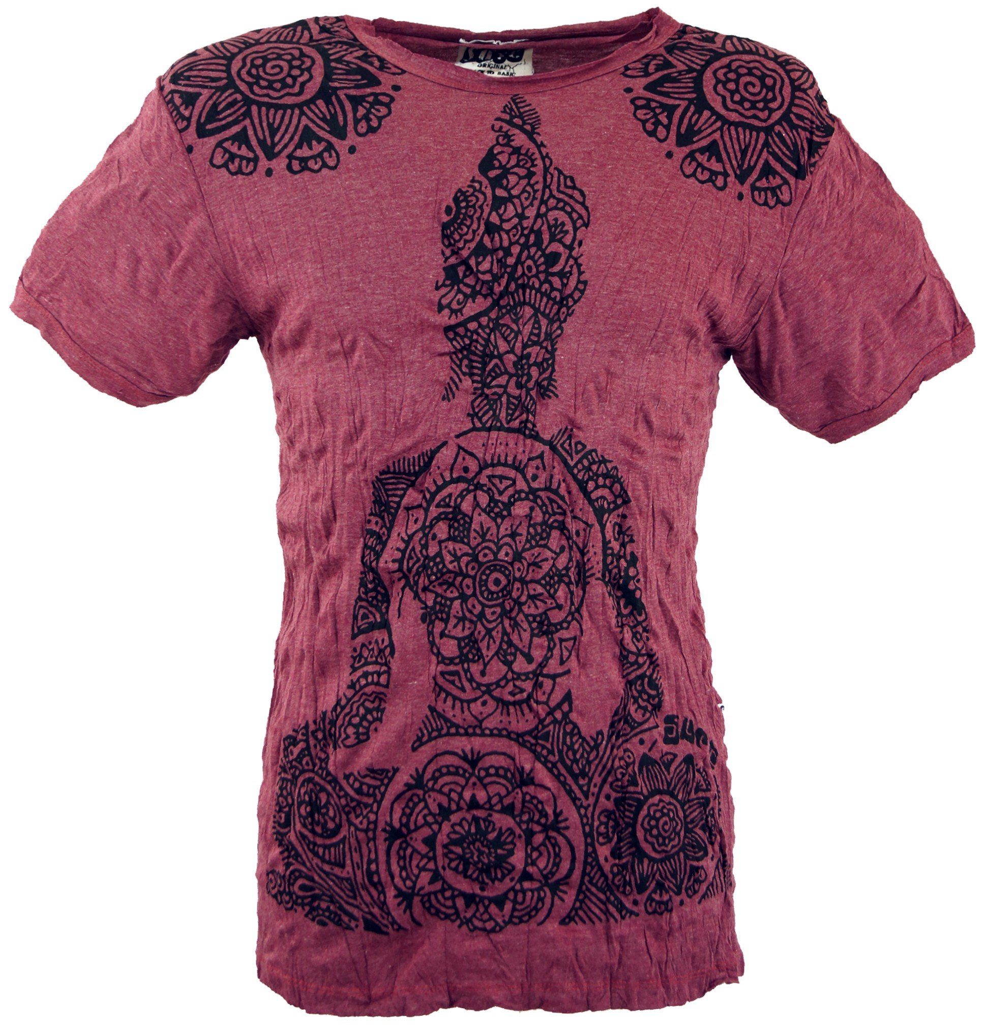 bordeaux T-Shirt - Bekleidung alternative Guru-Shop Buddha Mandala Style, Festival, T-Shirt Goa Sure