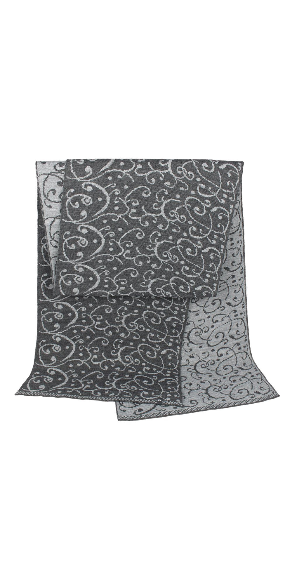 ZEBRO Strickschal Fein gestrickter Schal "Ornamente", feine Wollbeimischung grau