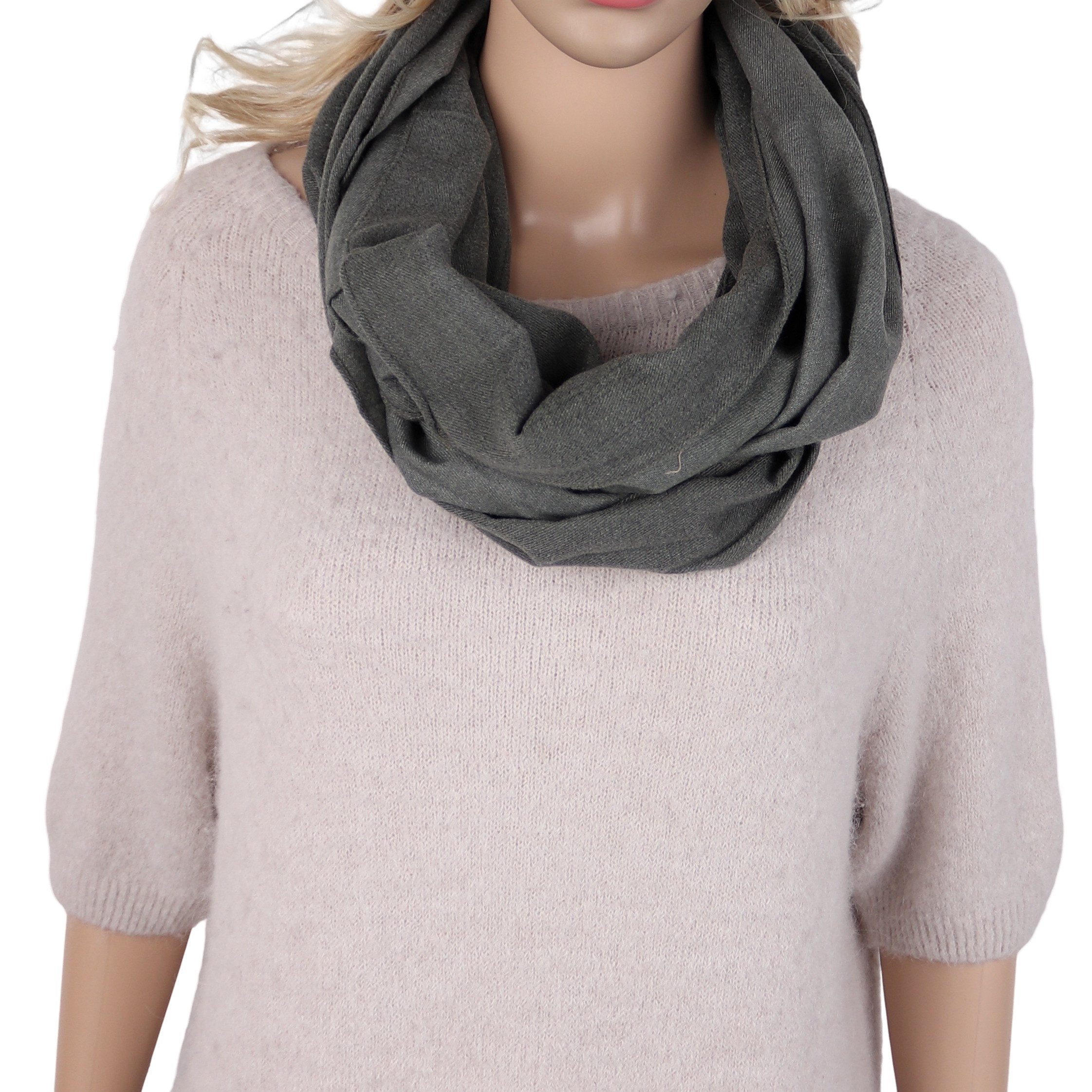 MIRROSI Loop Damen Loopschal, etwas dickerer Stoff, unifarben, (ca.160x40cm, zweimal um den Hals wickelbar, Neue Kollektion Herbst/Winter 2026), superweicher Winterschal, dicker Schlauchschal