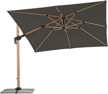 Schneider Schirme Ampelschirm Rhodos Twist Woody, LxB: 300x300 cm, mit Schutzhülle und Schirmständer, ohne Wegeplatten