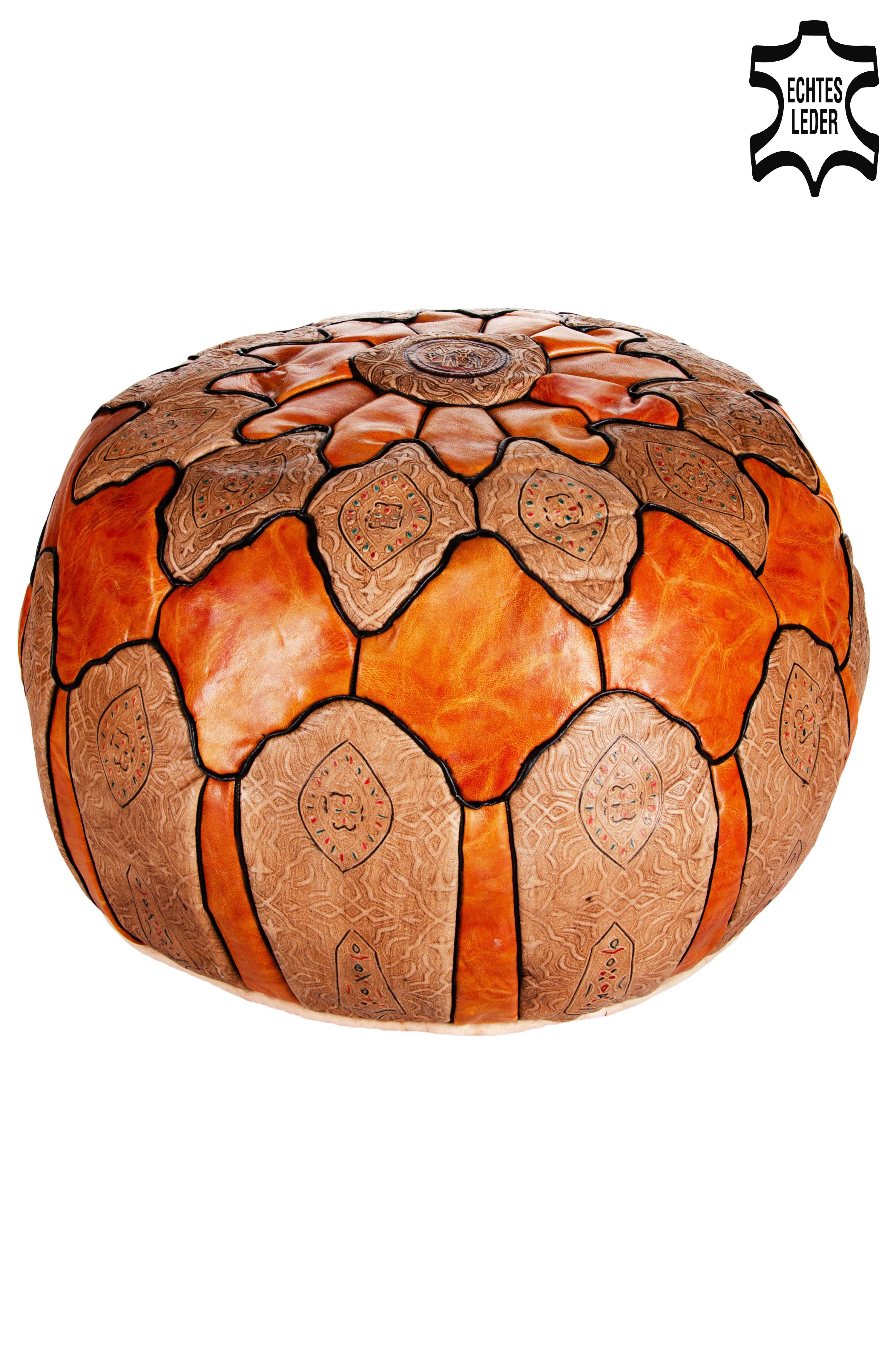 Marrakesch Orient & Mediterran Interior Hocker Orientalischer Pouf Leder Hakam - 60cm (1 St), Handarbeit