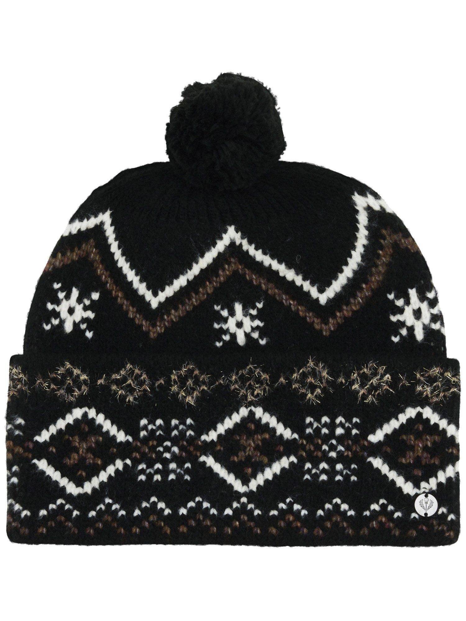 Fraas Strickmütze Strickmütze mit winterlichem Norweger-Muster und Bommel