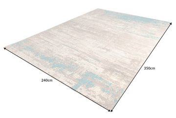 Teppich MODERN ART XXL 350x240cm greige türkis, riess-ambiente, rechteckig, Höhe: 10 mm, Wohnzimmer · Baumwolle · Mischgewebe · XXL · Modern Design