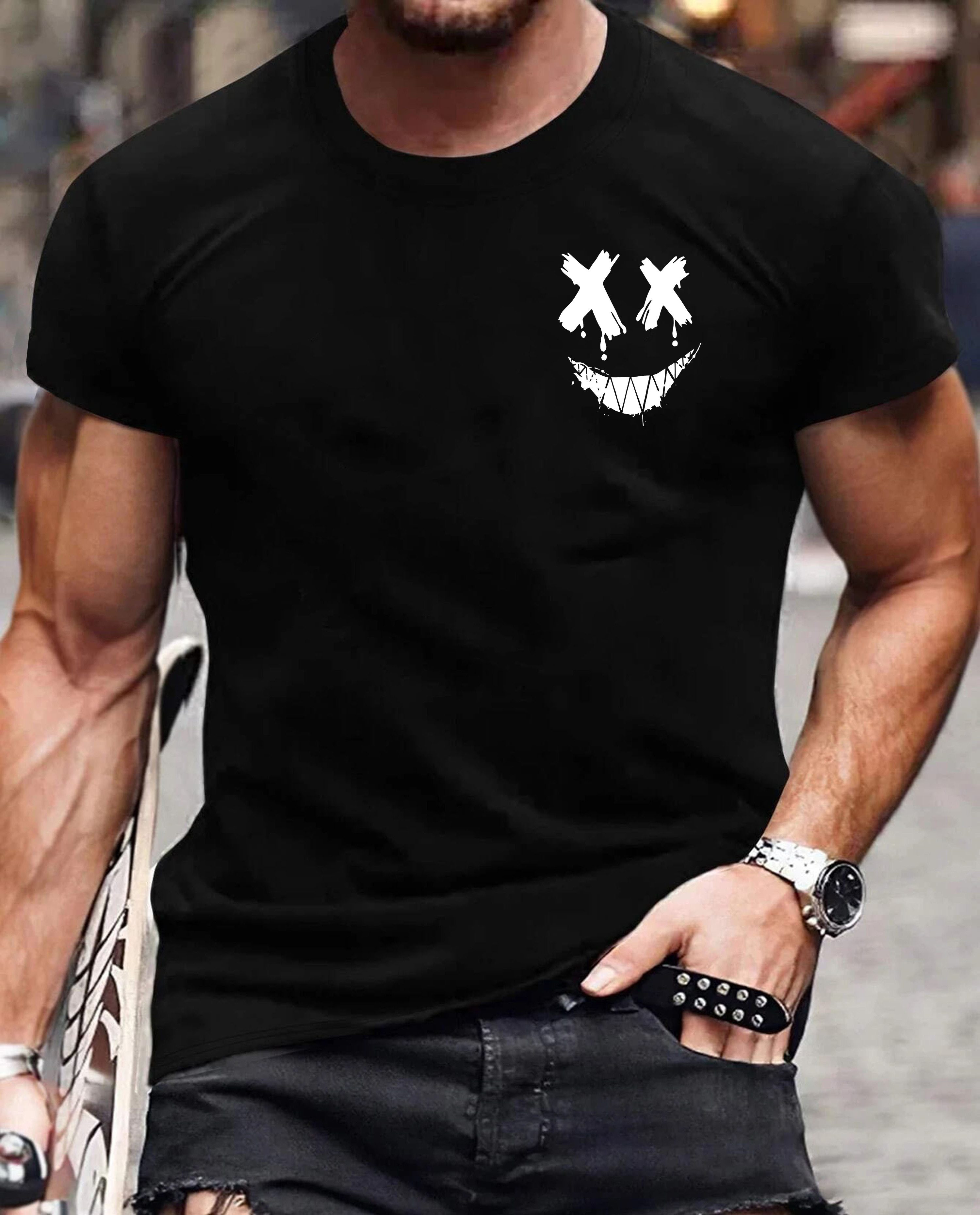 RMK T-Shirt Herren Shirt Sommer Basic Smile Smiley Emoticon 100% Baumwolle