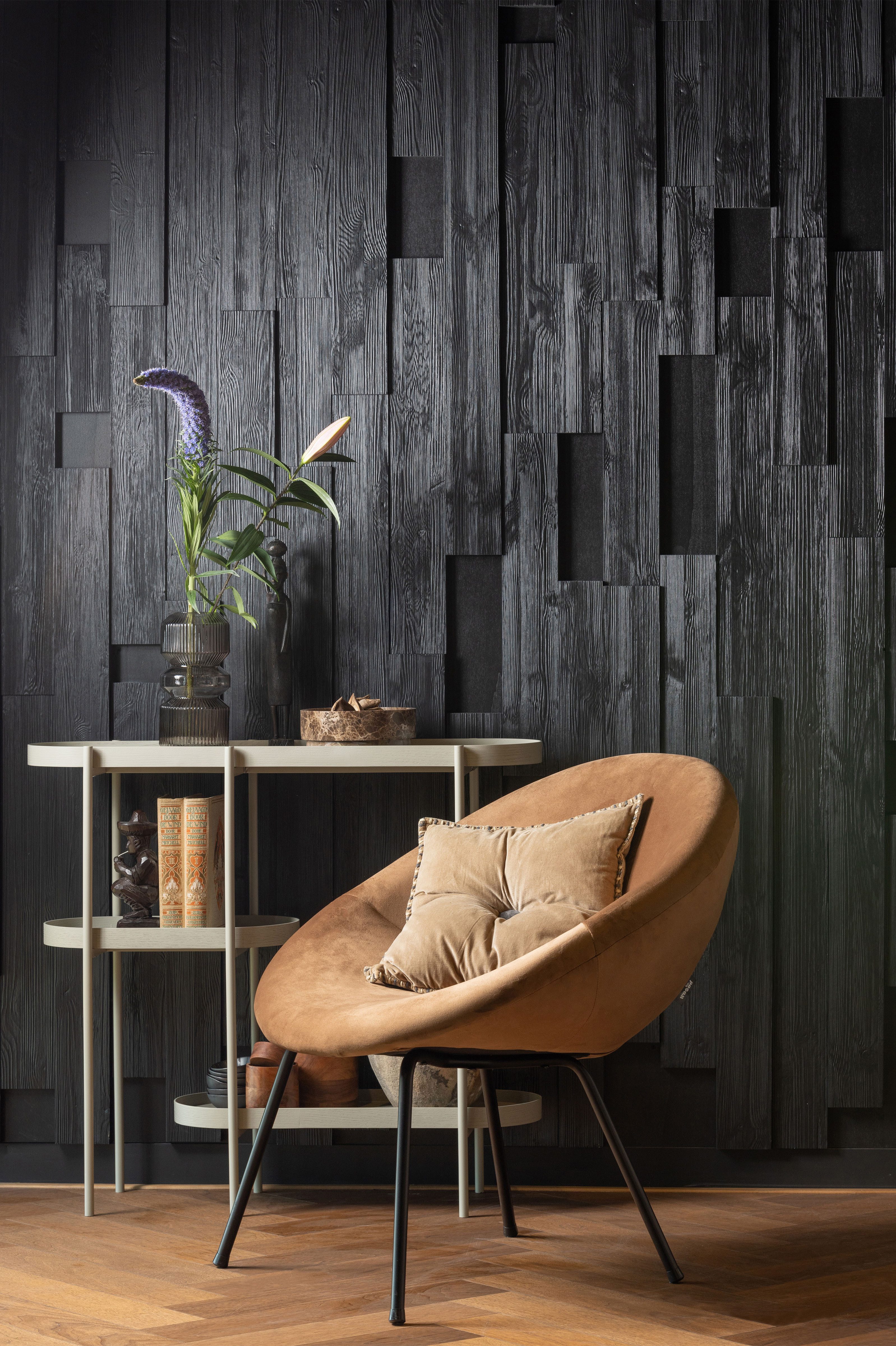 WOOOD Beistelltisch Noan aus MDF mit pulverbeschichtetem Metallgestell, 90 x 28 x 80 cm, Tragkraft 5 kg pro Boden, Gestellrohr Ø 1,5 cm