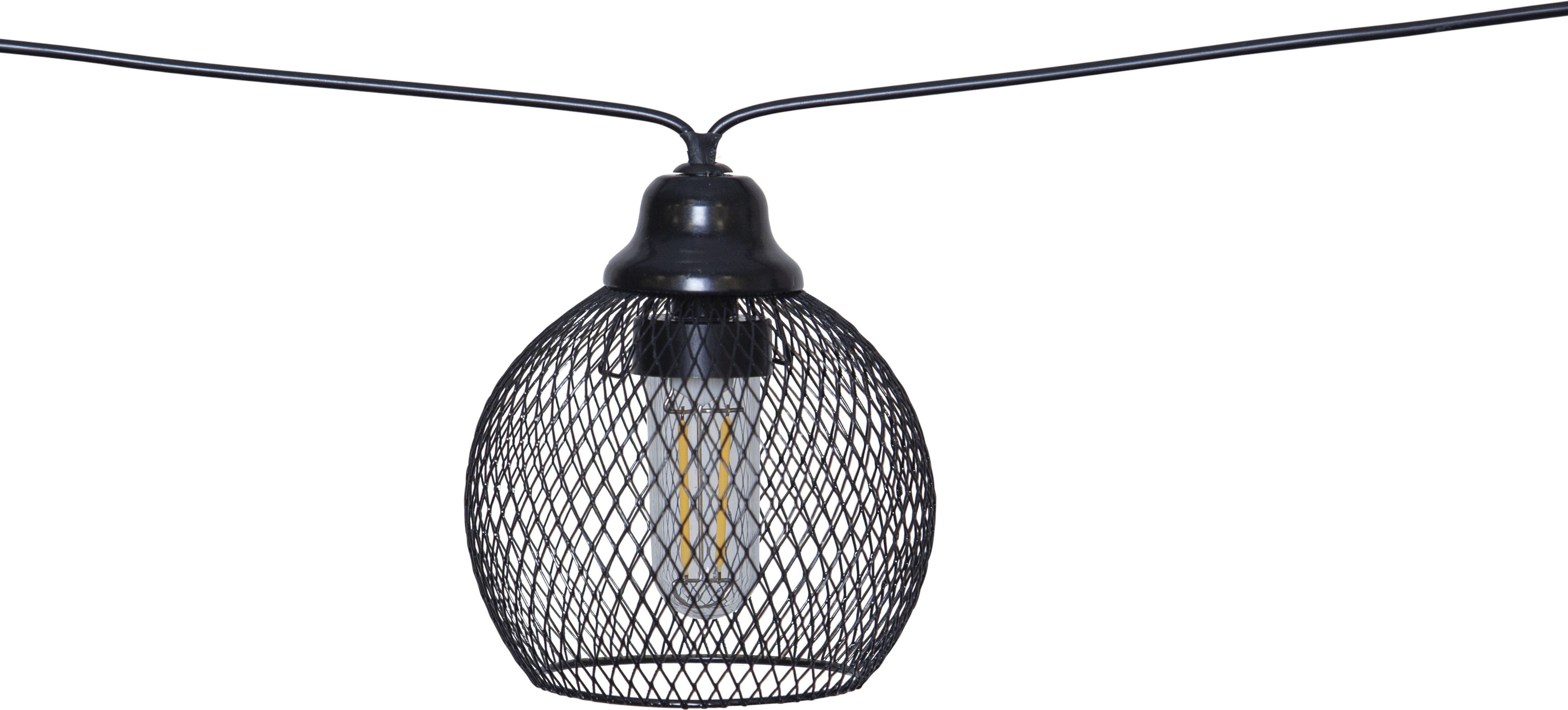 STAR TRADING LED-Lichterkette Sunlight - 8 light, 8-flammig, Metall, je ca. Ø 10,5 cm, 7 m Länge, Akku, Vierfarb-Karton