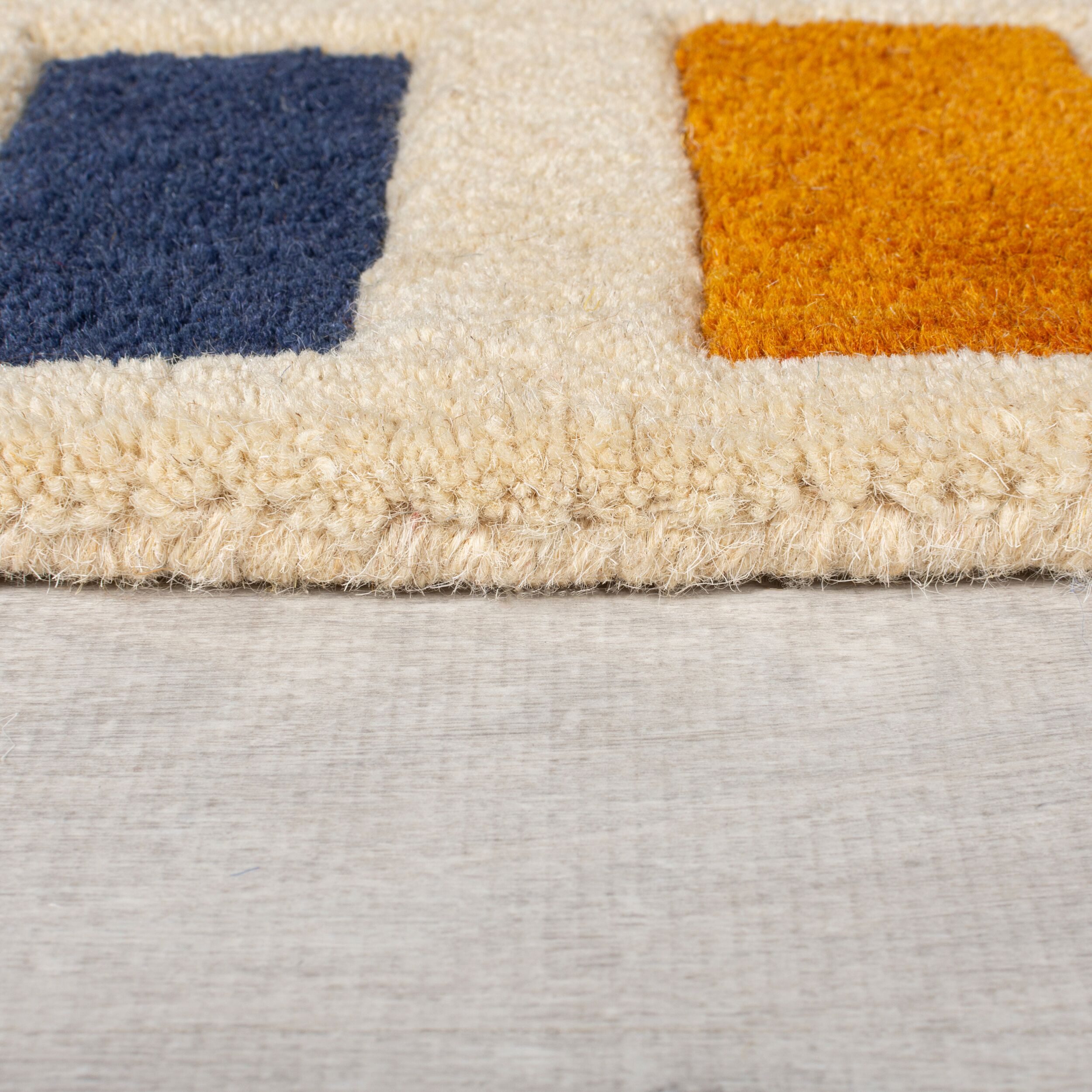 FLAIR RUGS Wollteppich Retro Blocks mit Hoch-Tief-Effekt, rechteckig, Höhe: 10 mm, handgeschnitzter Wollteppich,Wohnzimmer, Schlafzimmer, Esszimmer