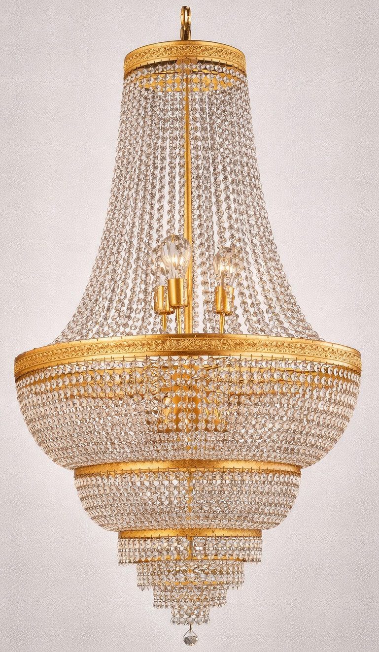 JVmoebel Kronleuchter Kristall Kronleuchter Deckenleuchte Golden Lampen 60x135 SOFORT