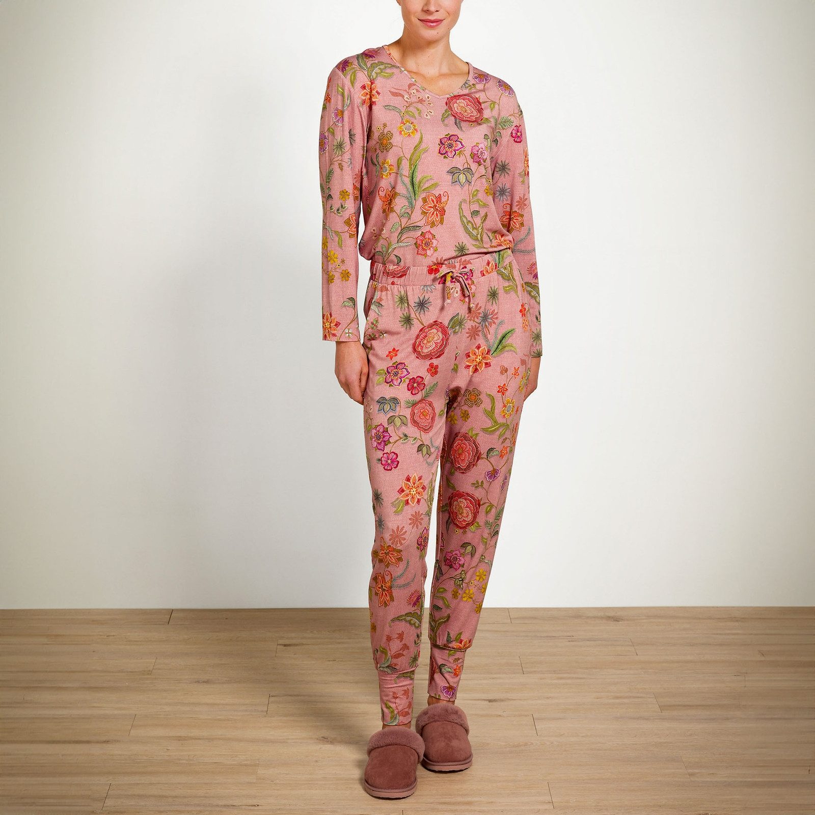 PiP Studio Relaxhose Bobien Long Trousers Flower mit seitlichen Einschubtaschen