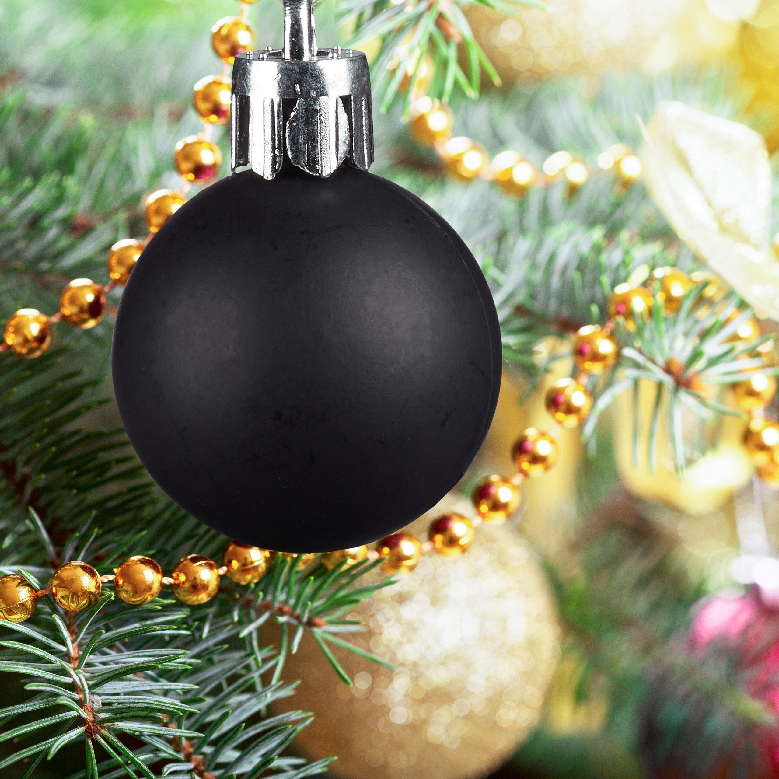 relaxdays Weihnachtsbaumkugel Weihnachtskugeln 100er Set, schwarz