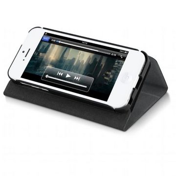 Macally Handyhülle Case + Stand Klappetui Schwarz für Apple iPhone 5C, Handy-Tasche Etui, Aufbewahrung für Apple iPhone 5C, Standfunktion horizontal und vertikal, Kreditkartenfach, integrierte Hartschalenhülle