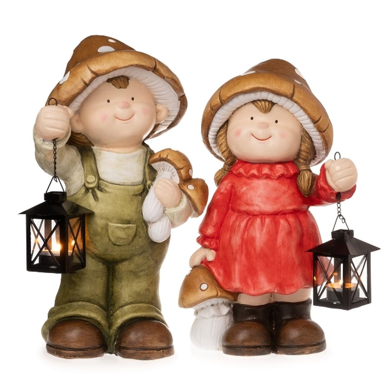 Dragimex Dekofigur Gartenkinder Keramik 39 cm – Junge und Mädchen – Herbstdeko, Perfektes Geschenk zu jedem Anlass